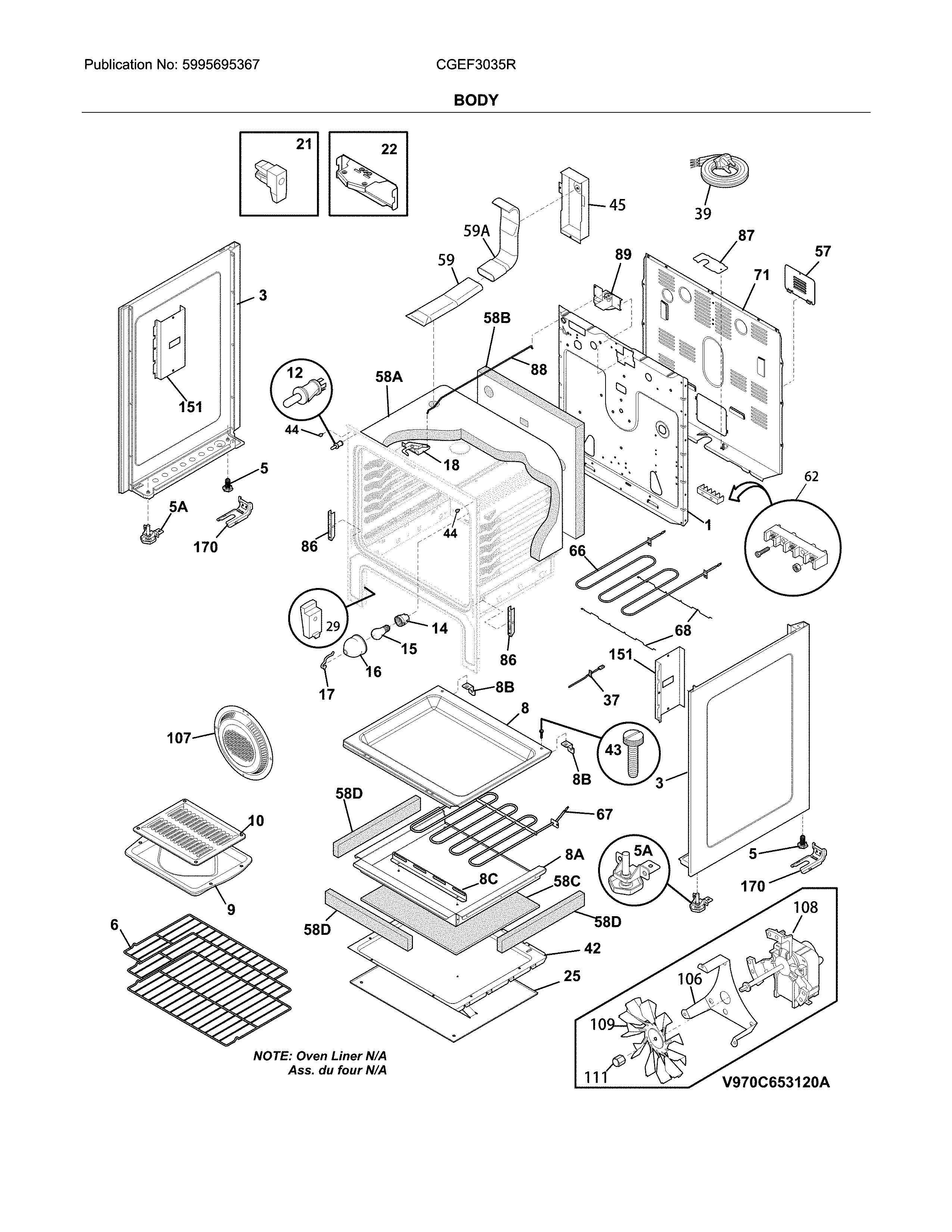 Frigidaire CGEF3035RBC body diagram