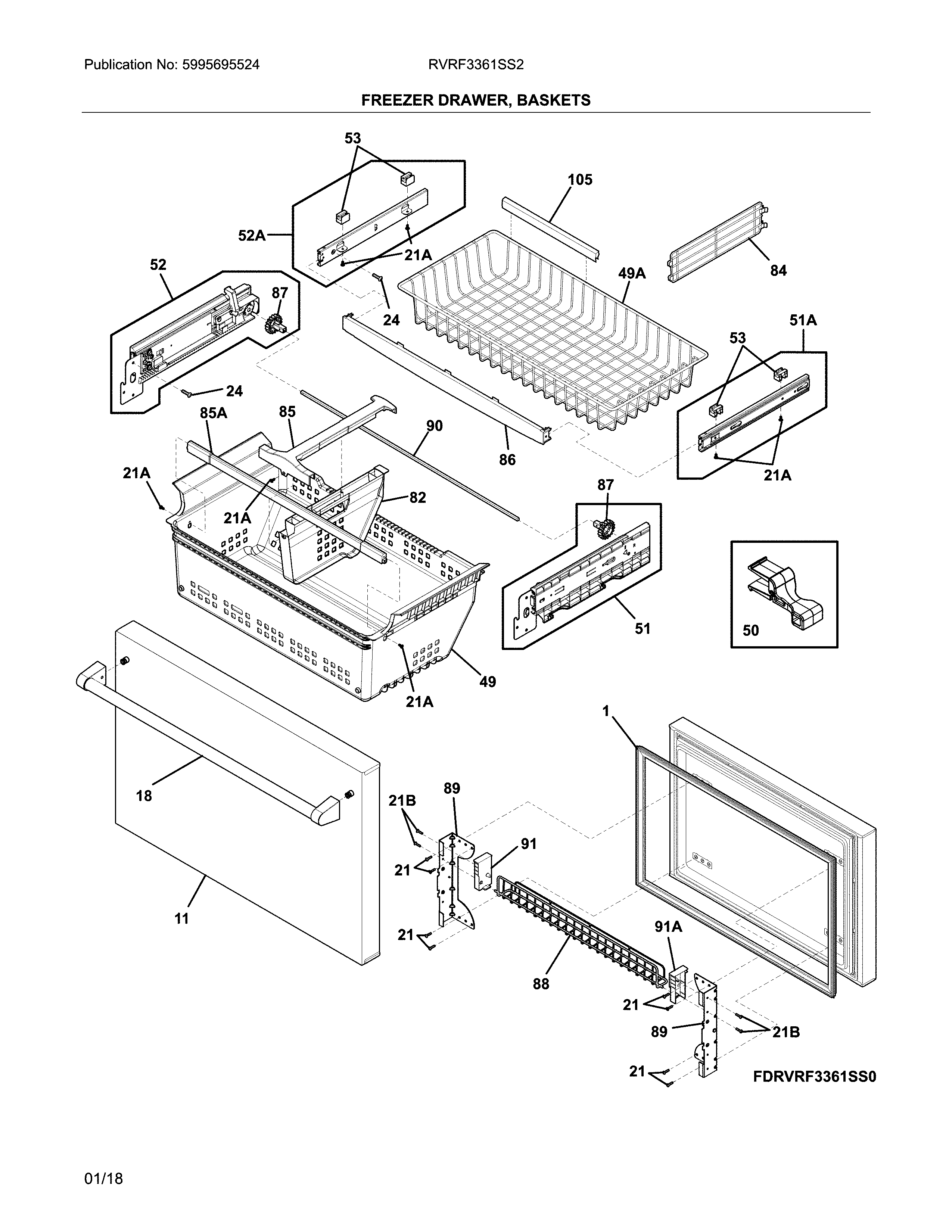 Crosley RVRF3361SS2 freezer door diagram