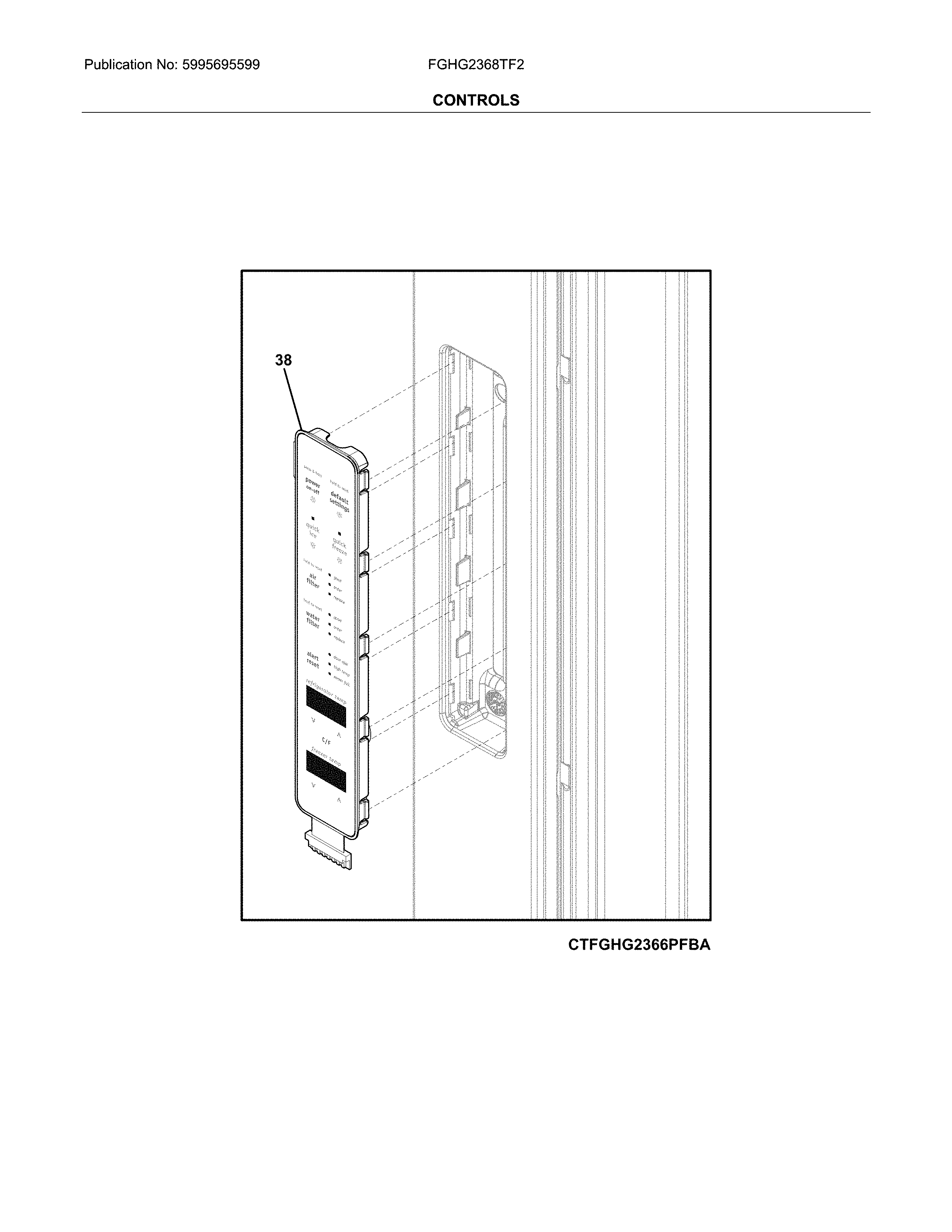 Frigidaire FGHG2368TF2 controls diagram