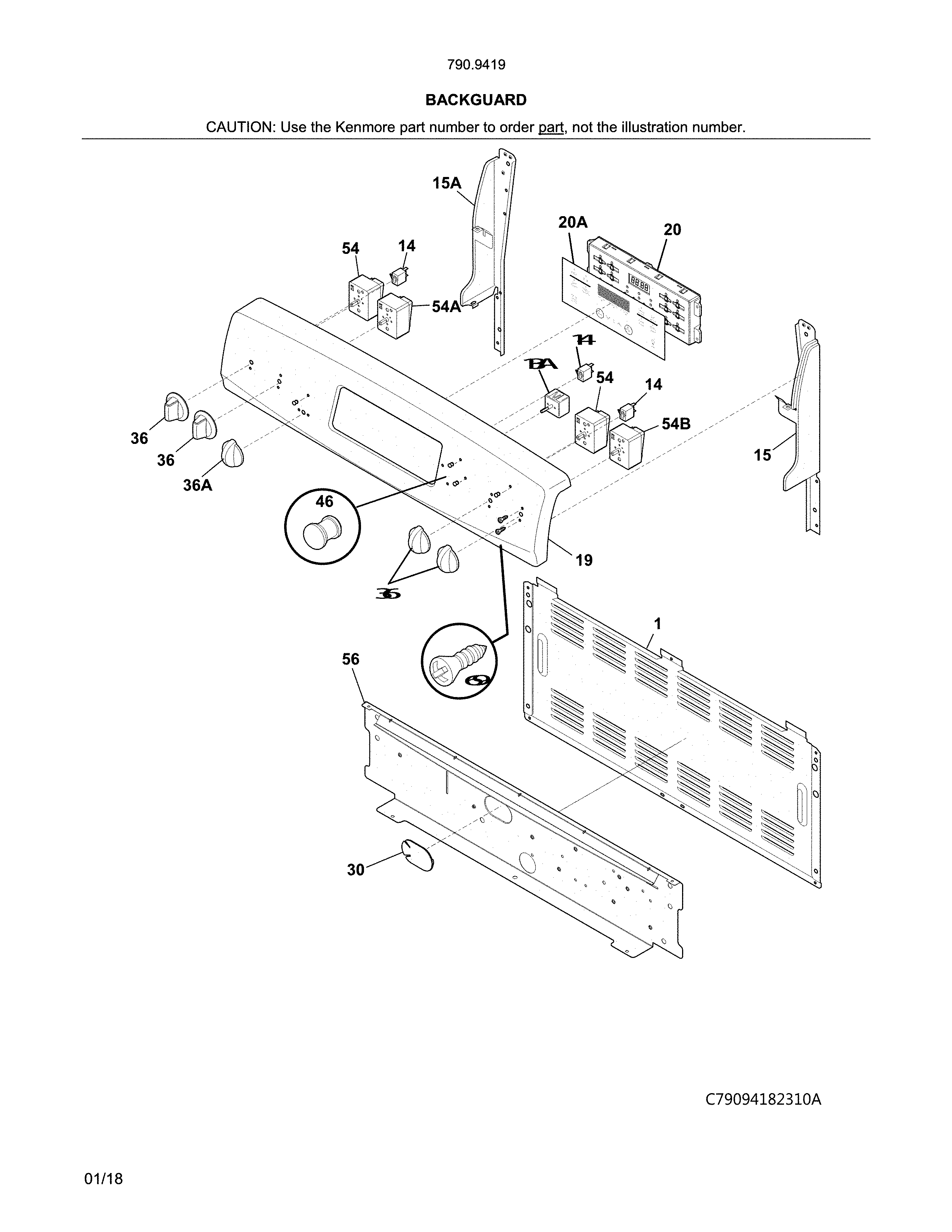 Kenmore 79094192313 backguard diagram