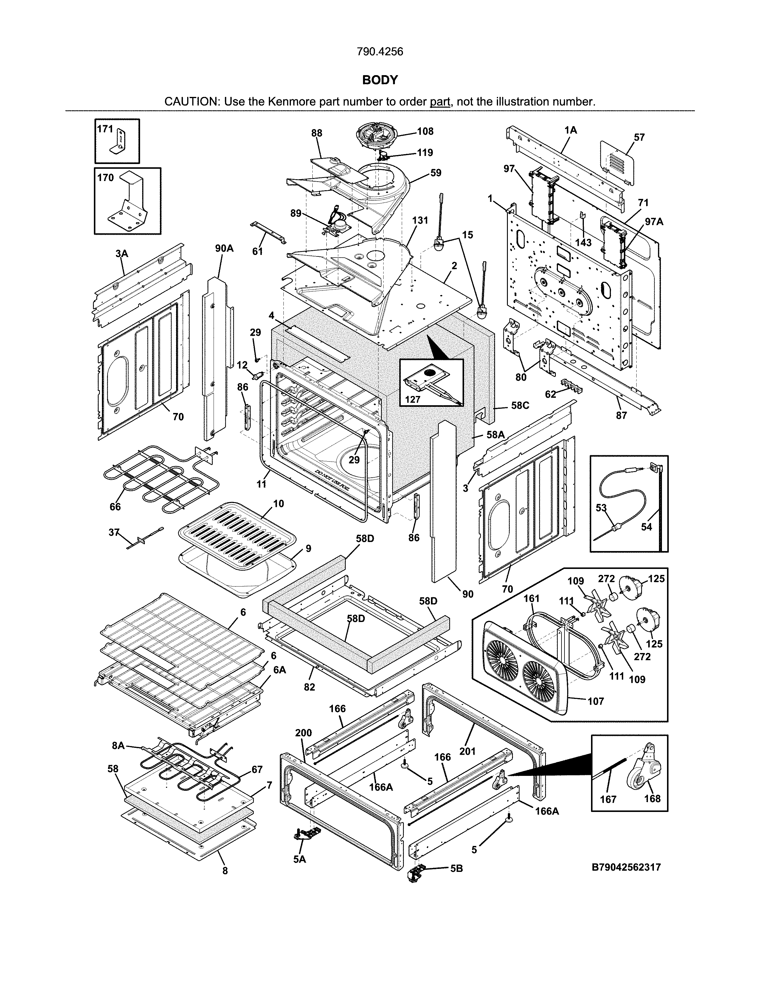 Kenmore Elite 79042569317 body diagram