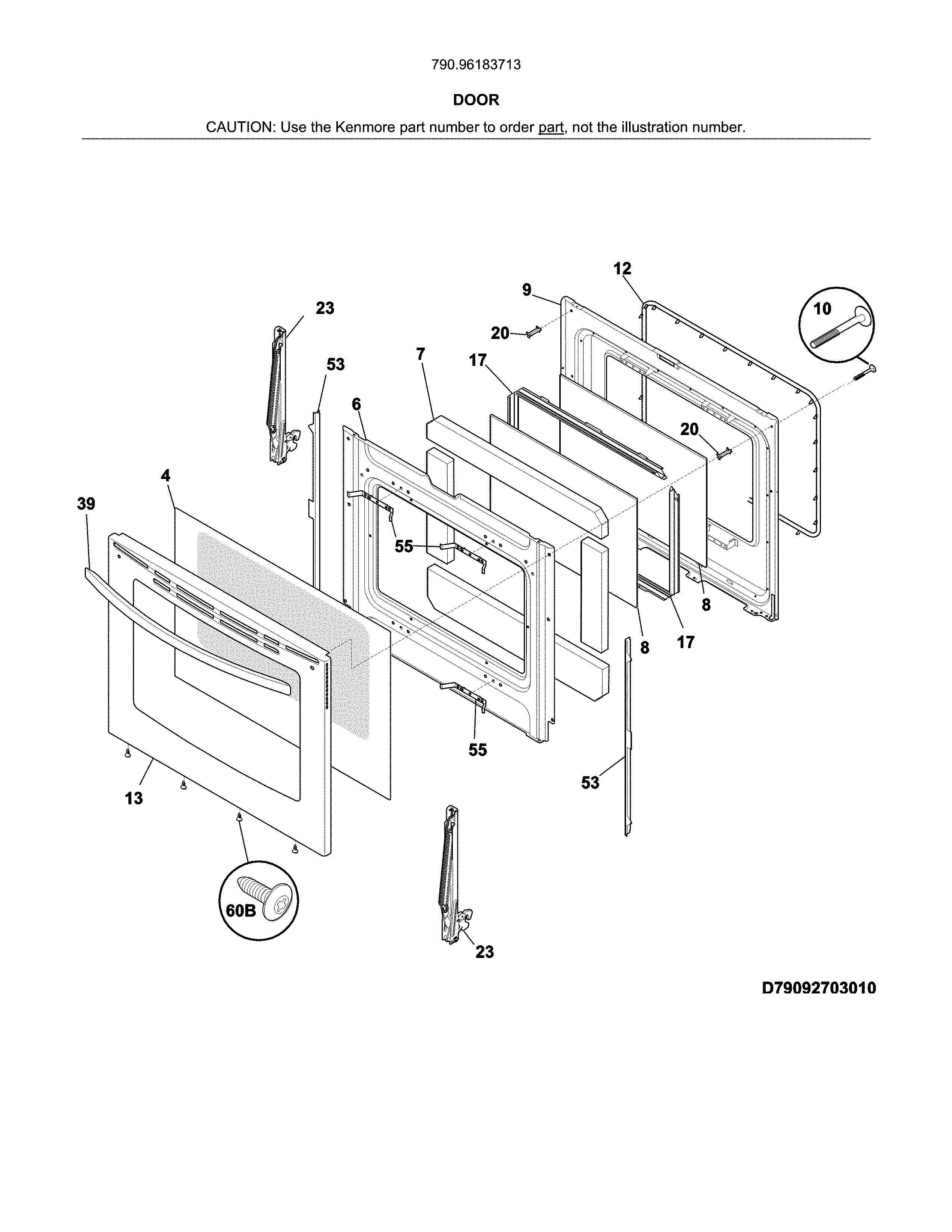 Kenmore 79096183713 door diagram