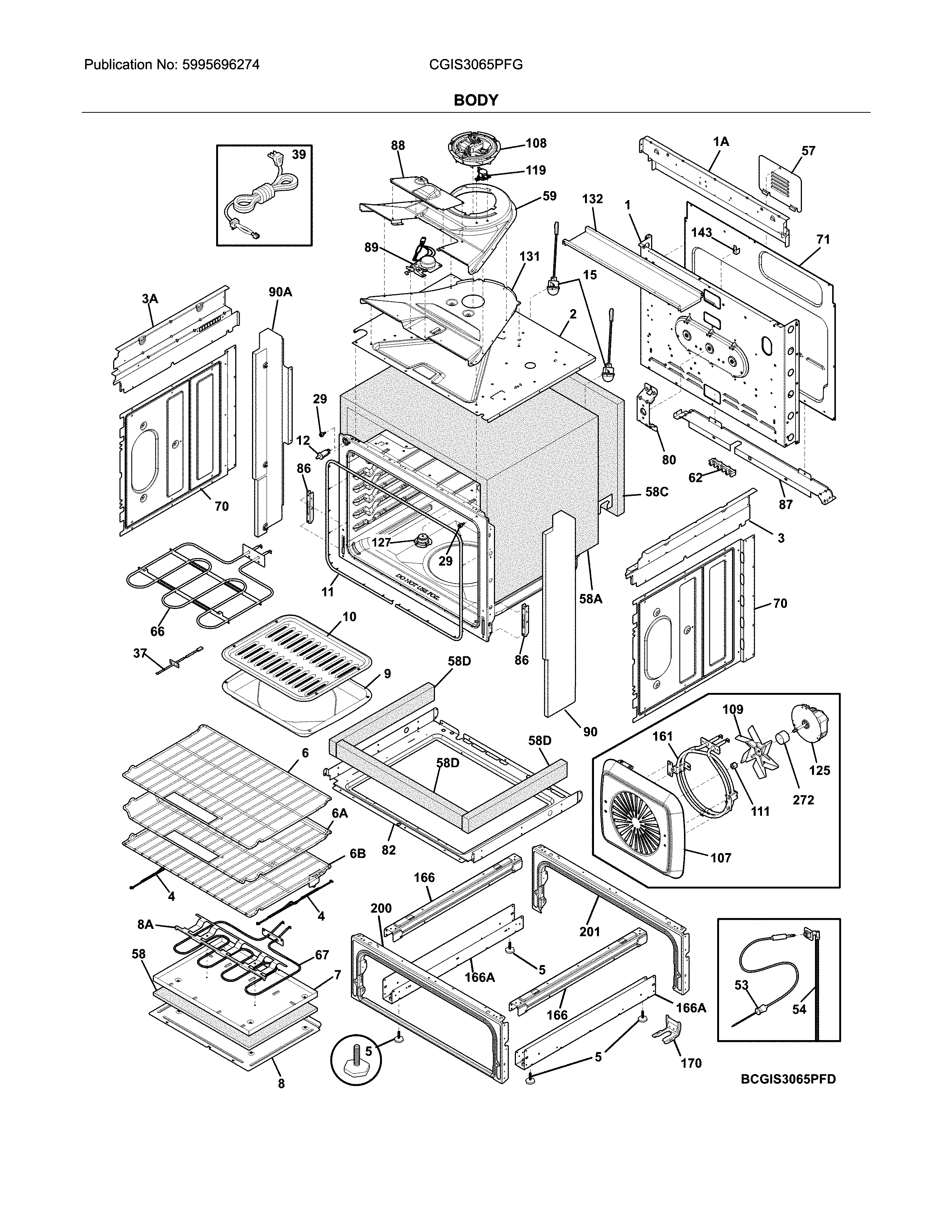 Frigidaire CGIS3065PFG body diagram