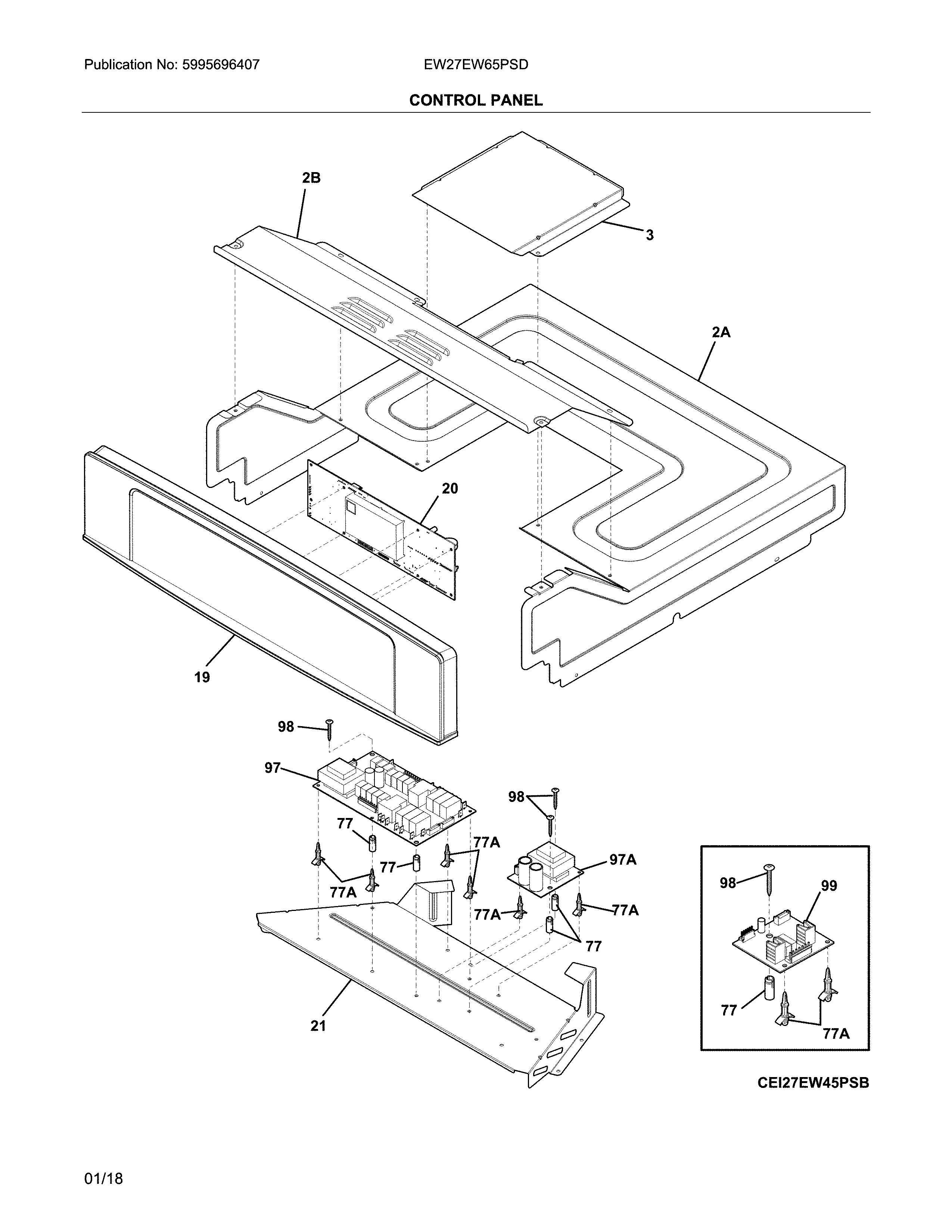 Electrolux EW27EW65PSD control panel diagram