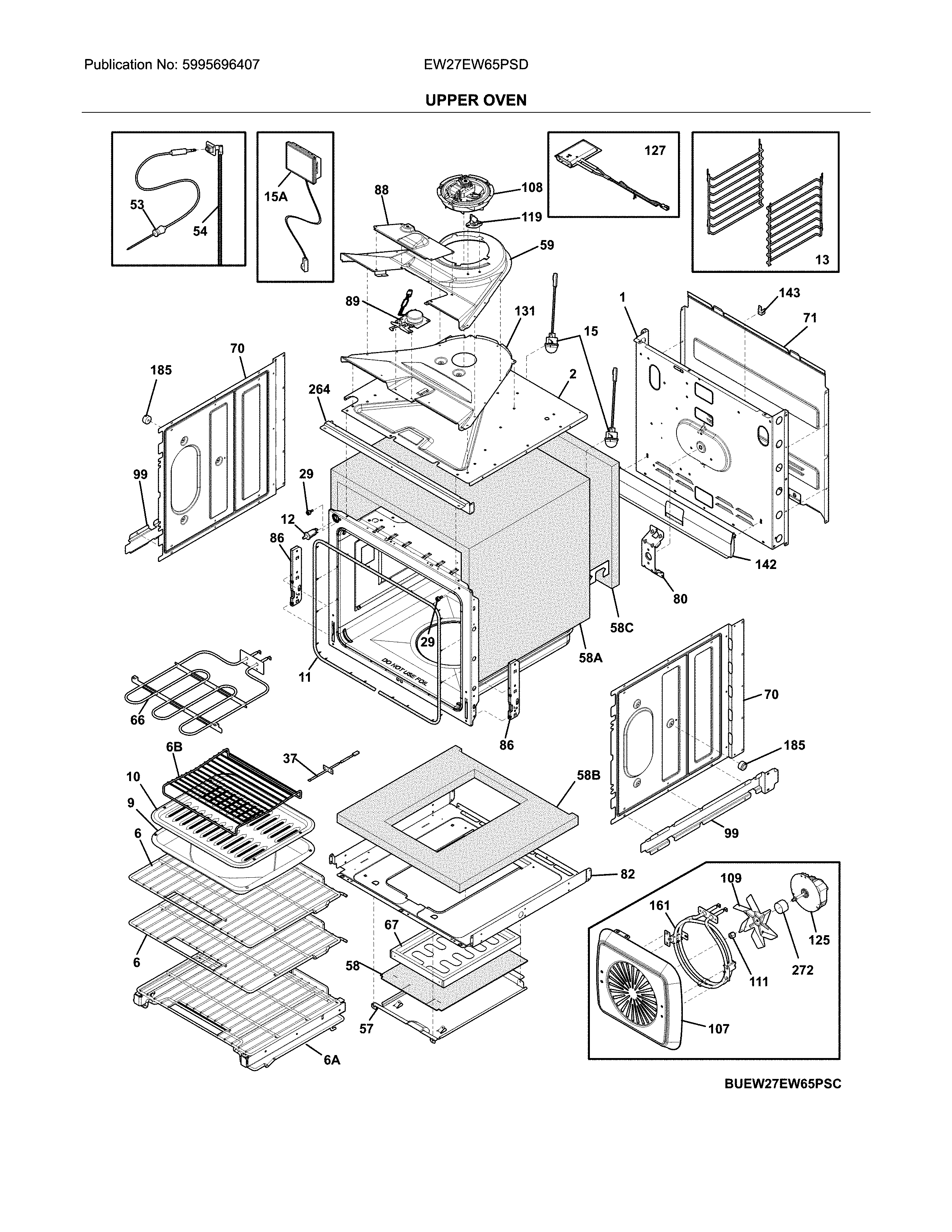 Electrolux EW27EW65PSD upper oven diagram