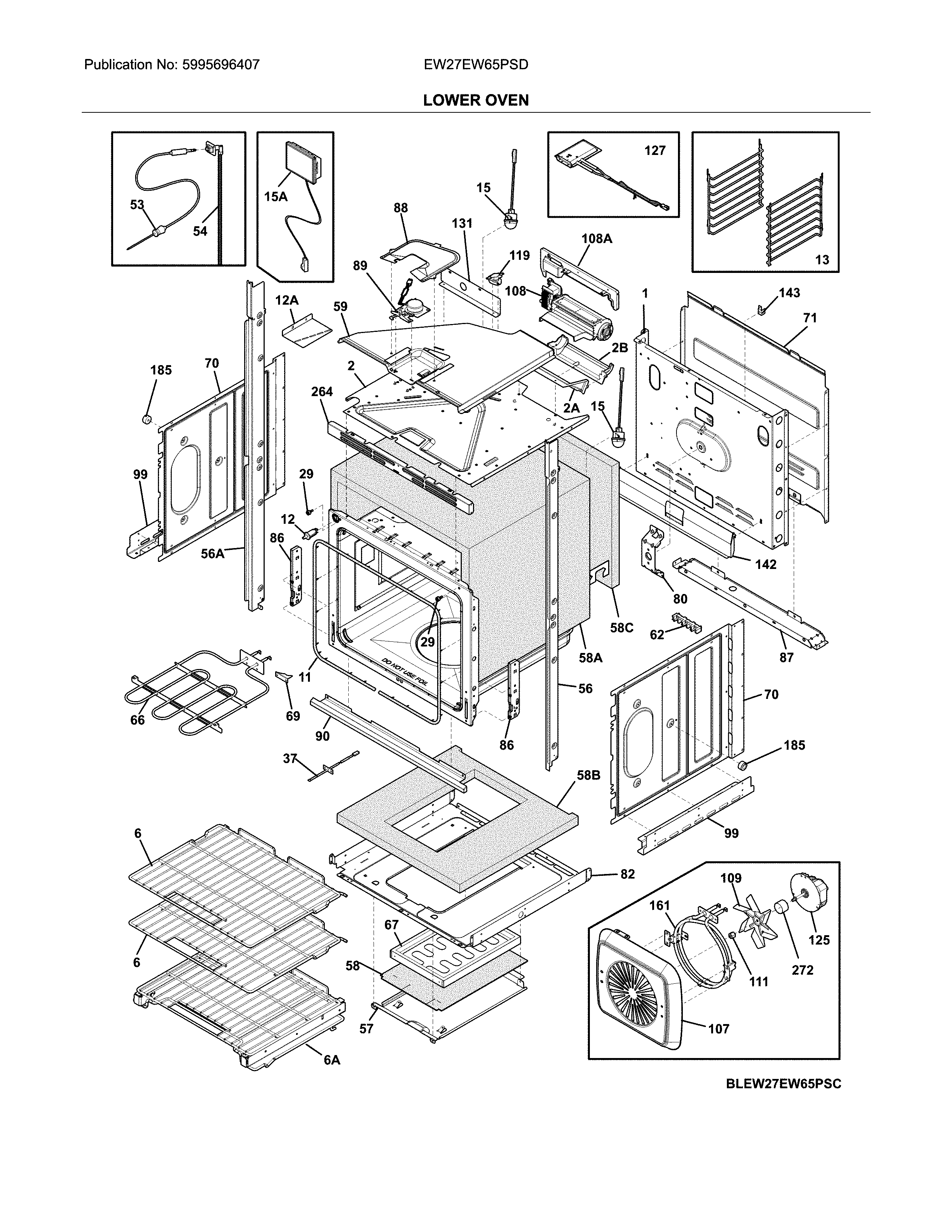 Electrolux EW27EW65PSD lower oven diagram