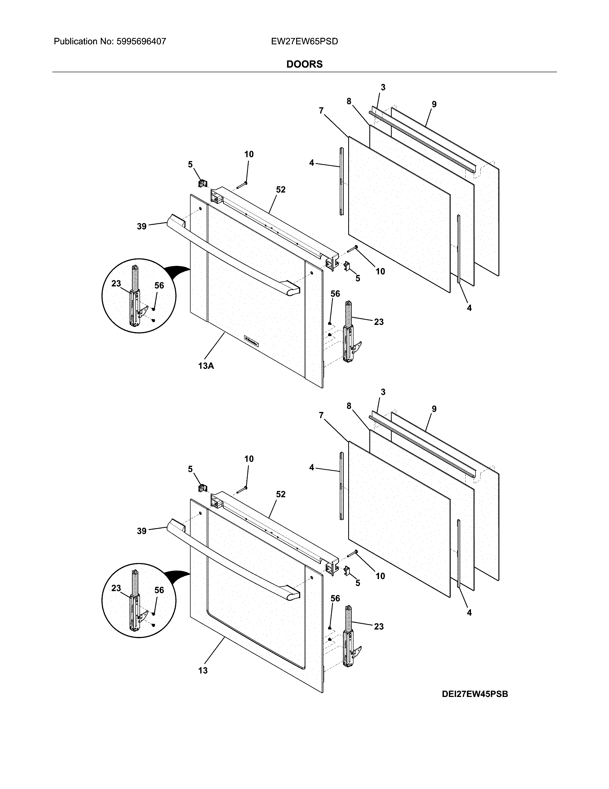 Electrolux EW27EW65PSD doors diagram