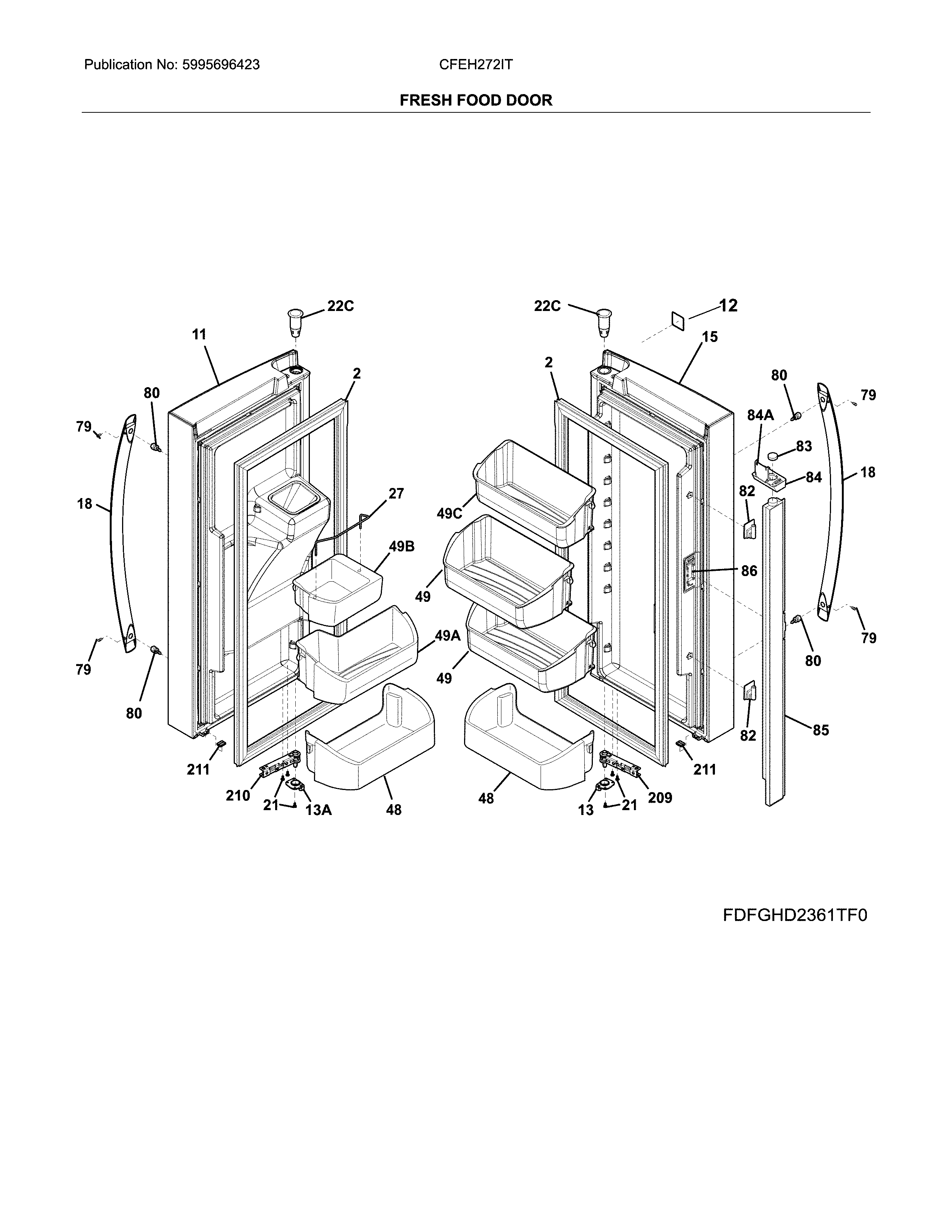 Crosley CFEH272ITS1 fresh food door diagram