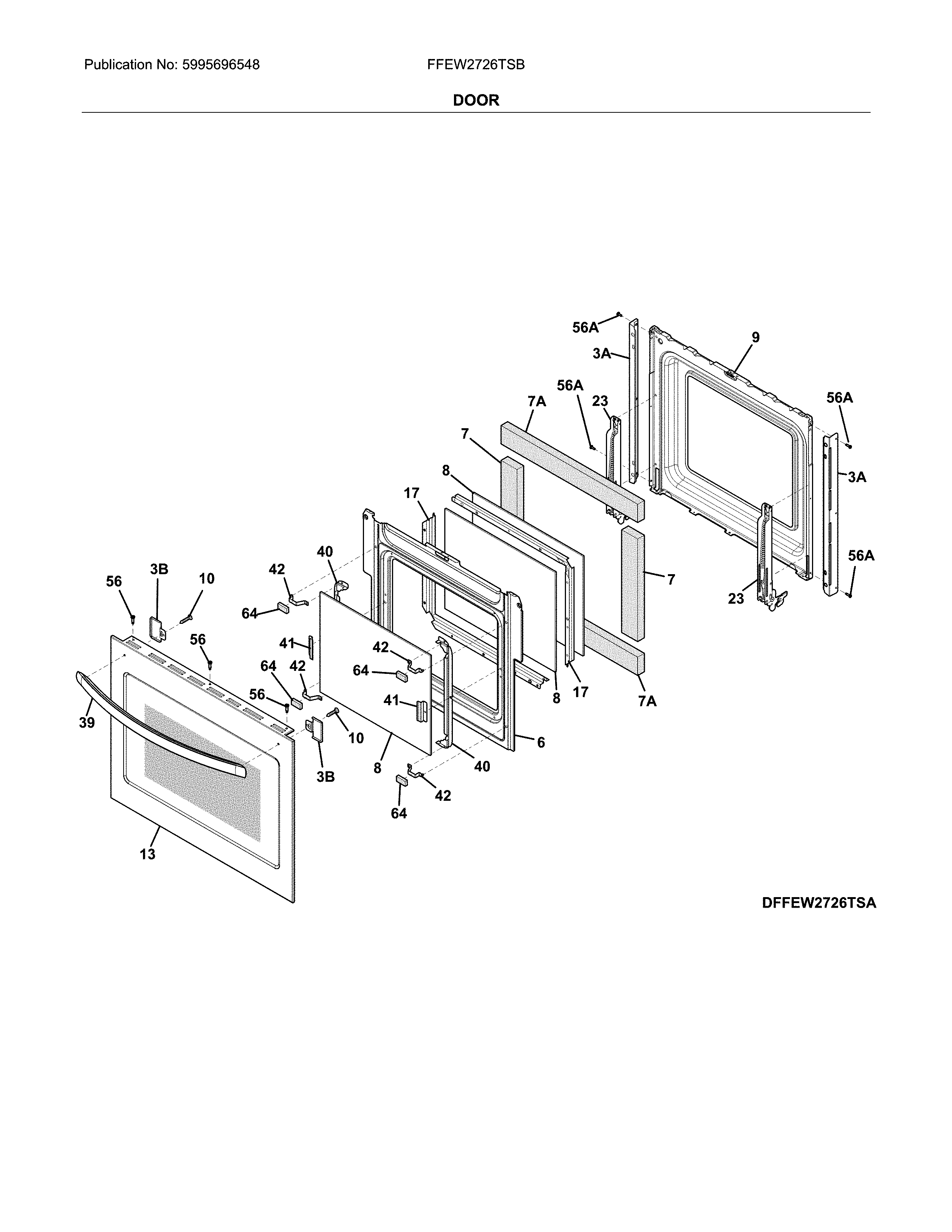 Frigidaire FFEW2726TSB door diagram