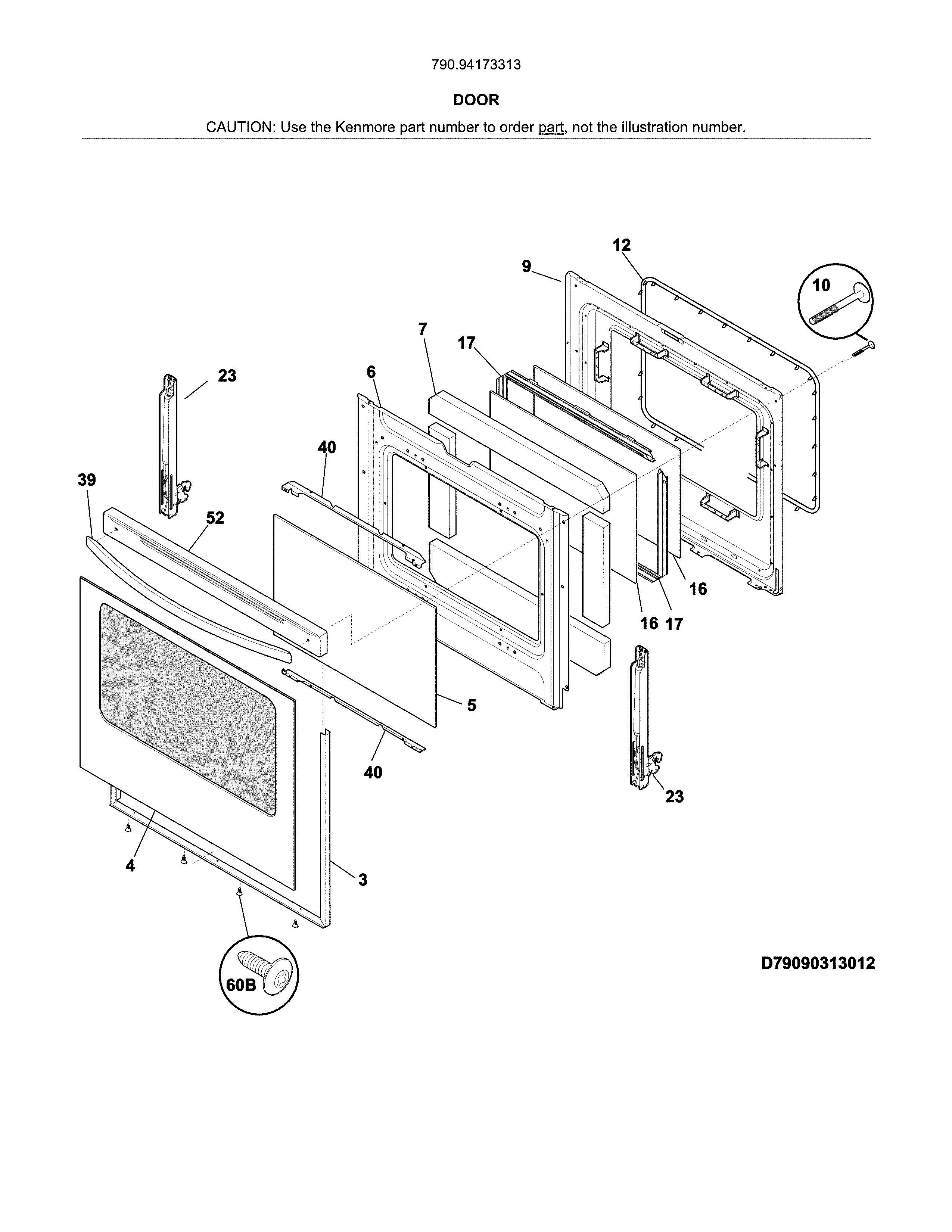 Kenmore 79094173313 door diagram