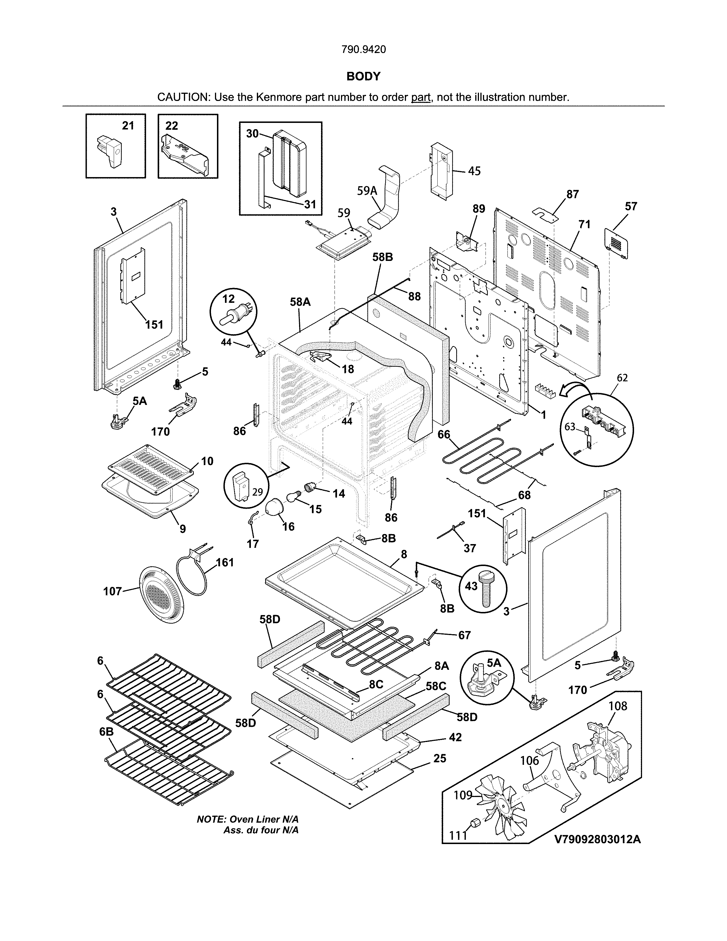 Kenmore 79094209315 body diagram