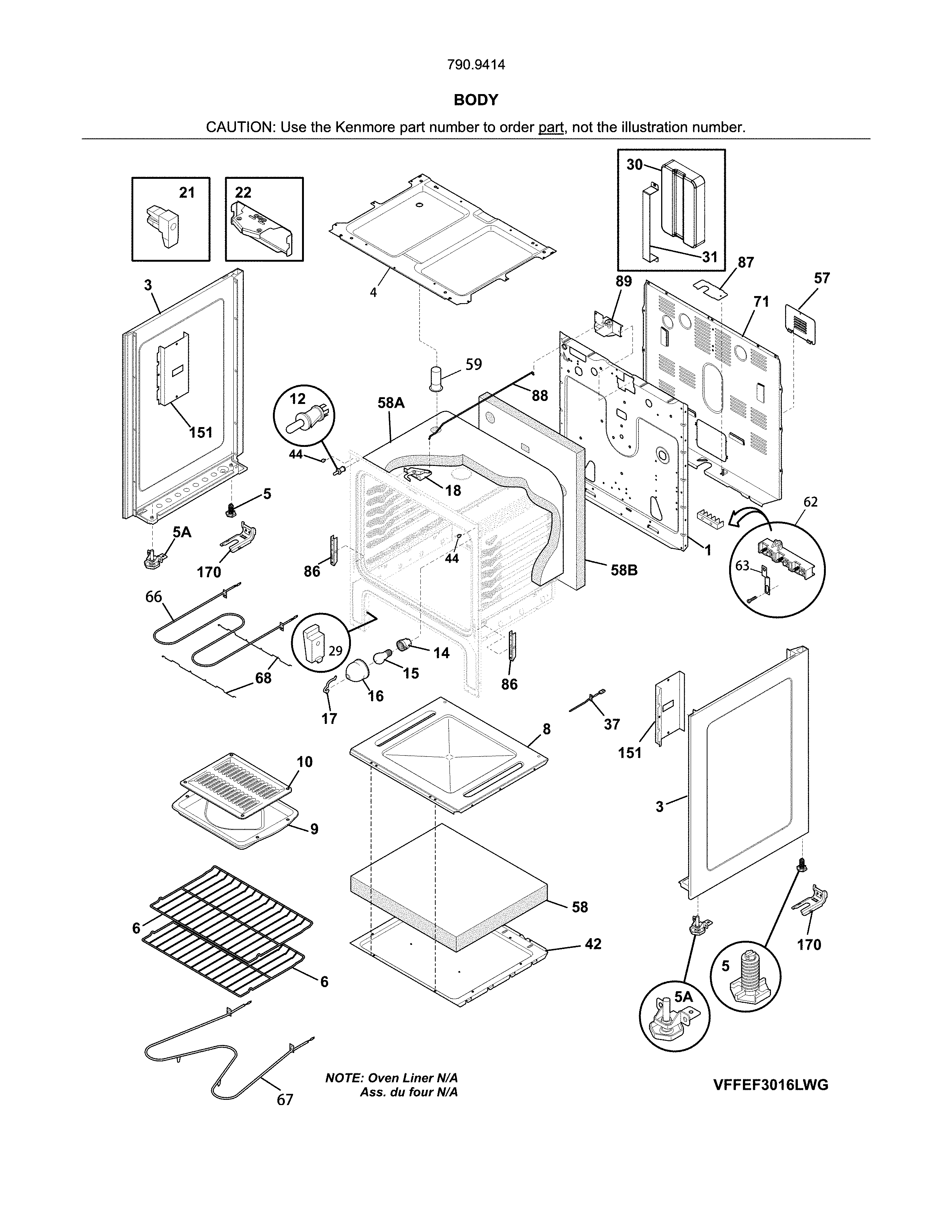 Kenmore 79094149311 body diagram