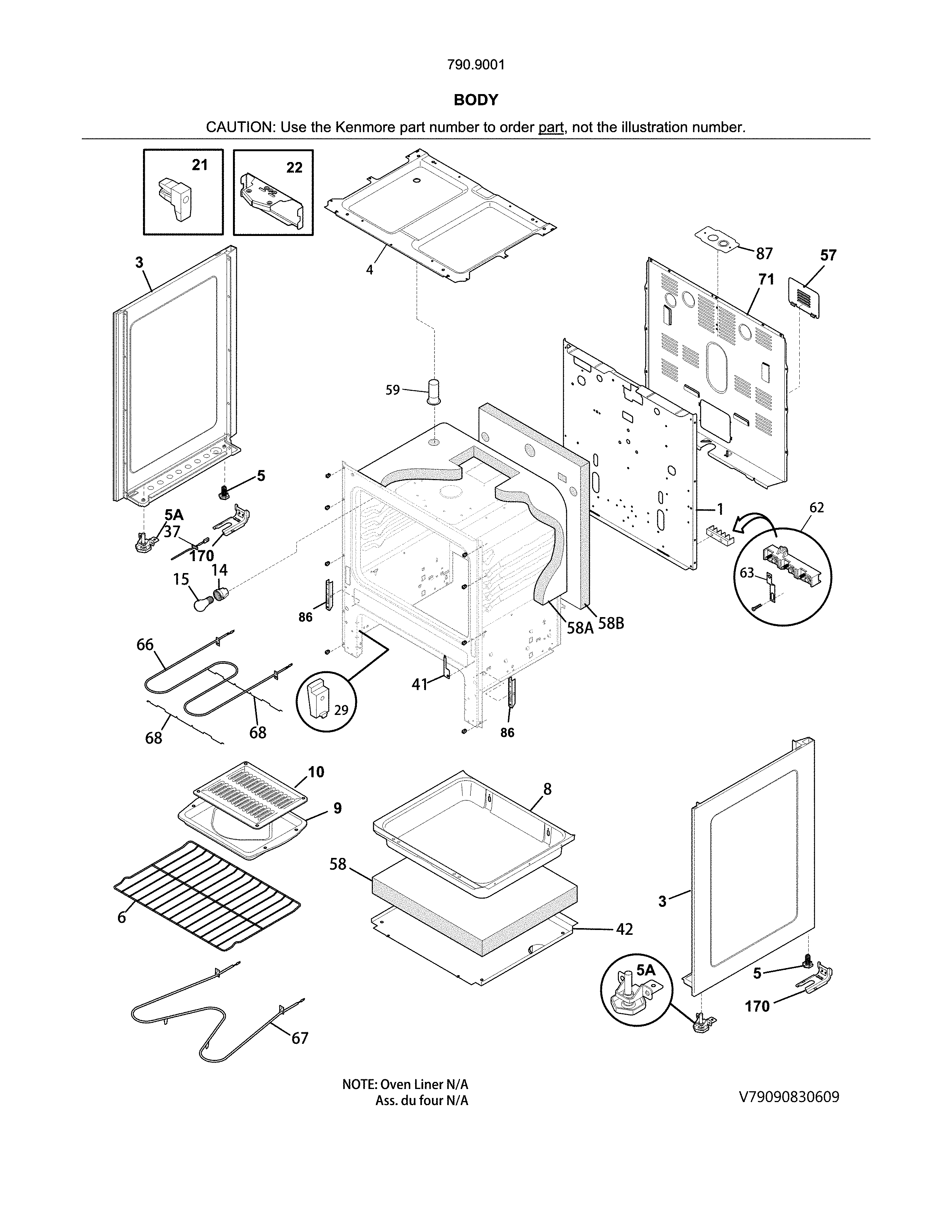Kenmore 79090011314 body diagram