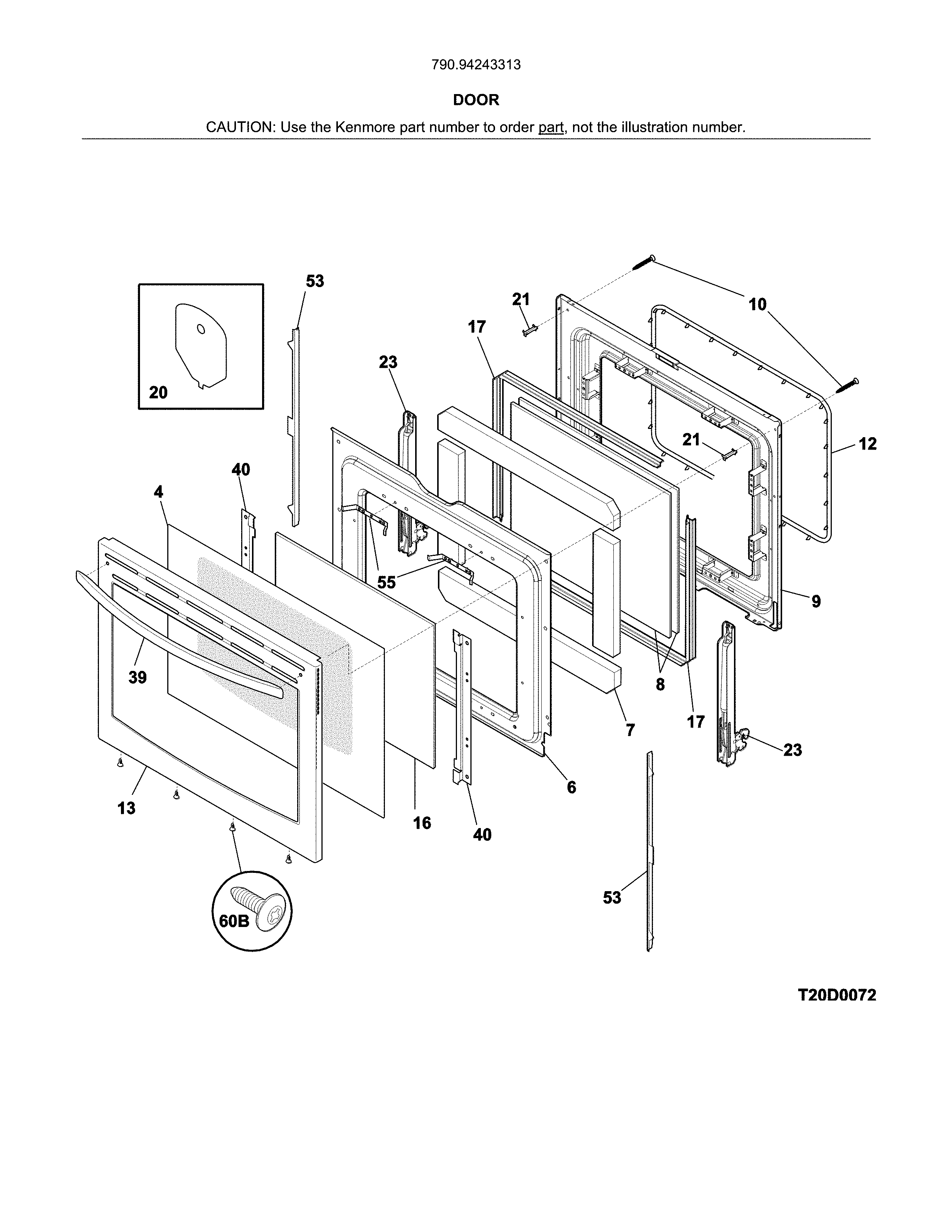 Kenmore 79094243313 door diagram