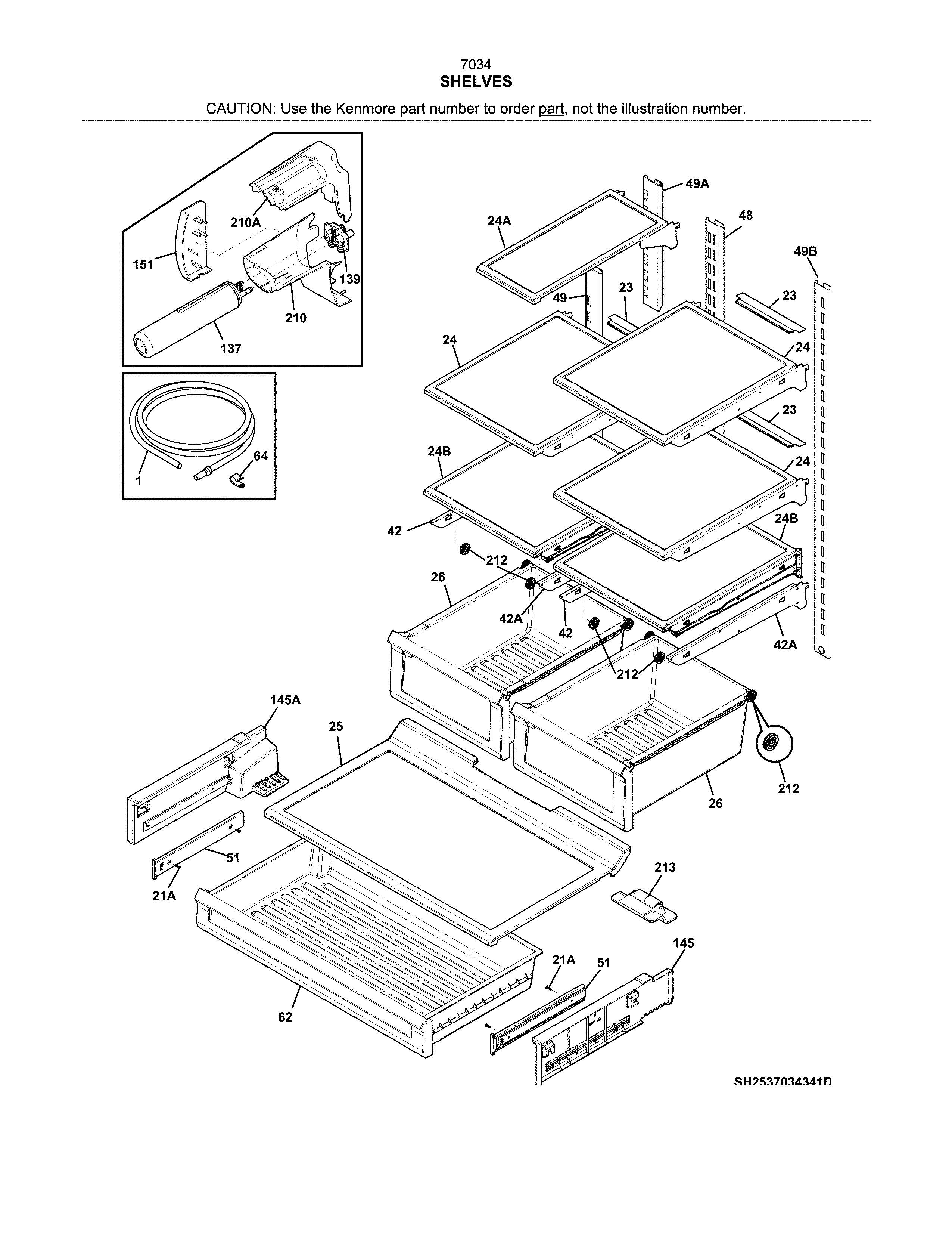 Kenmore 2537034241D shelves diagram