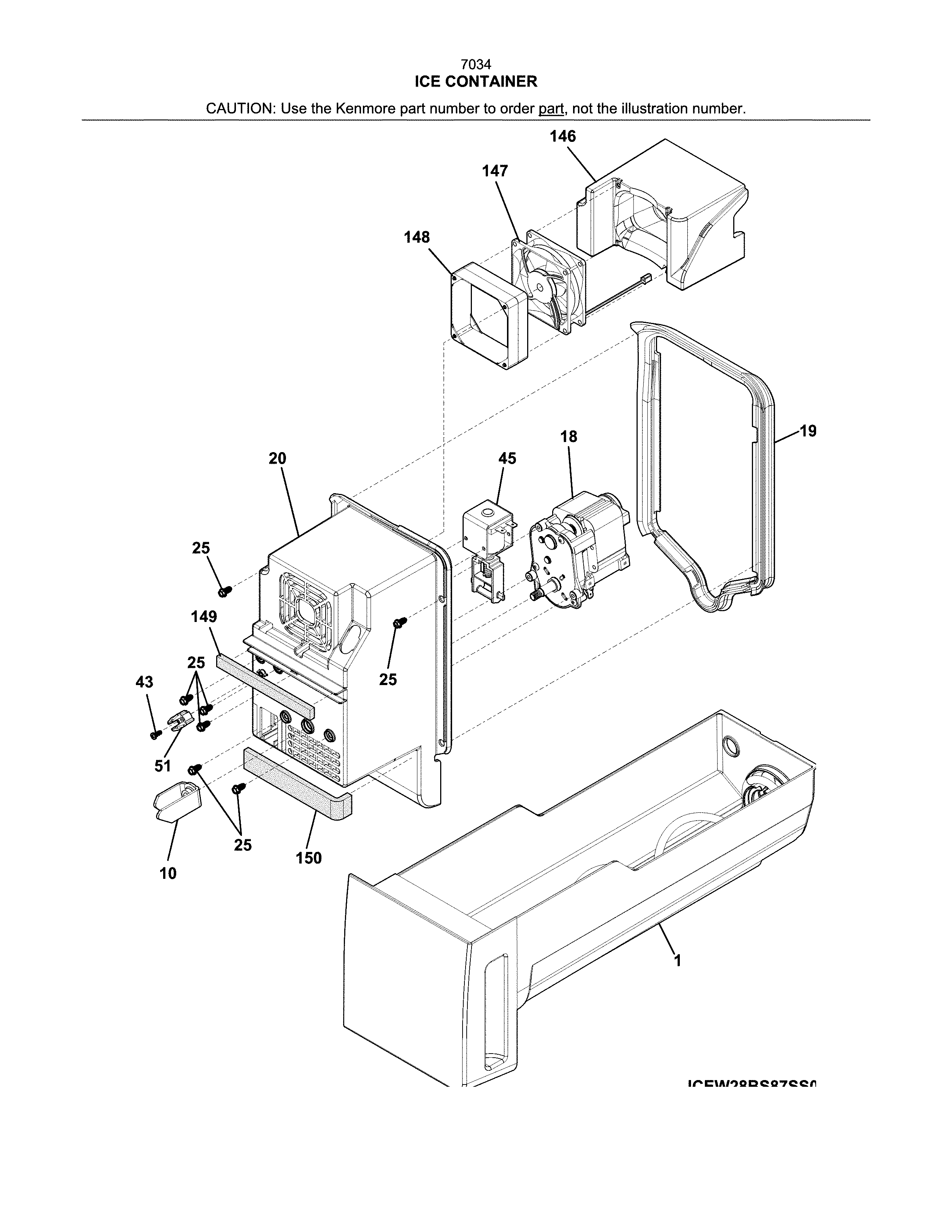 Kenmore 2537034241D controls & ice dispenser diagram