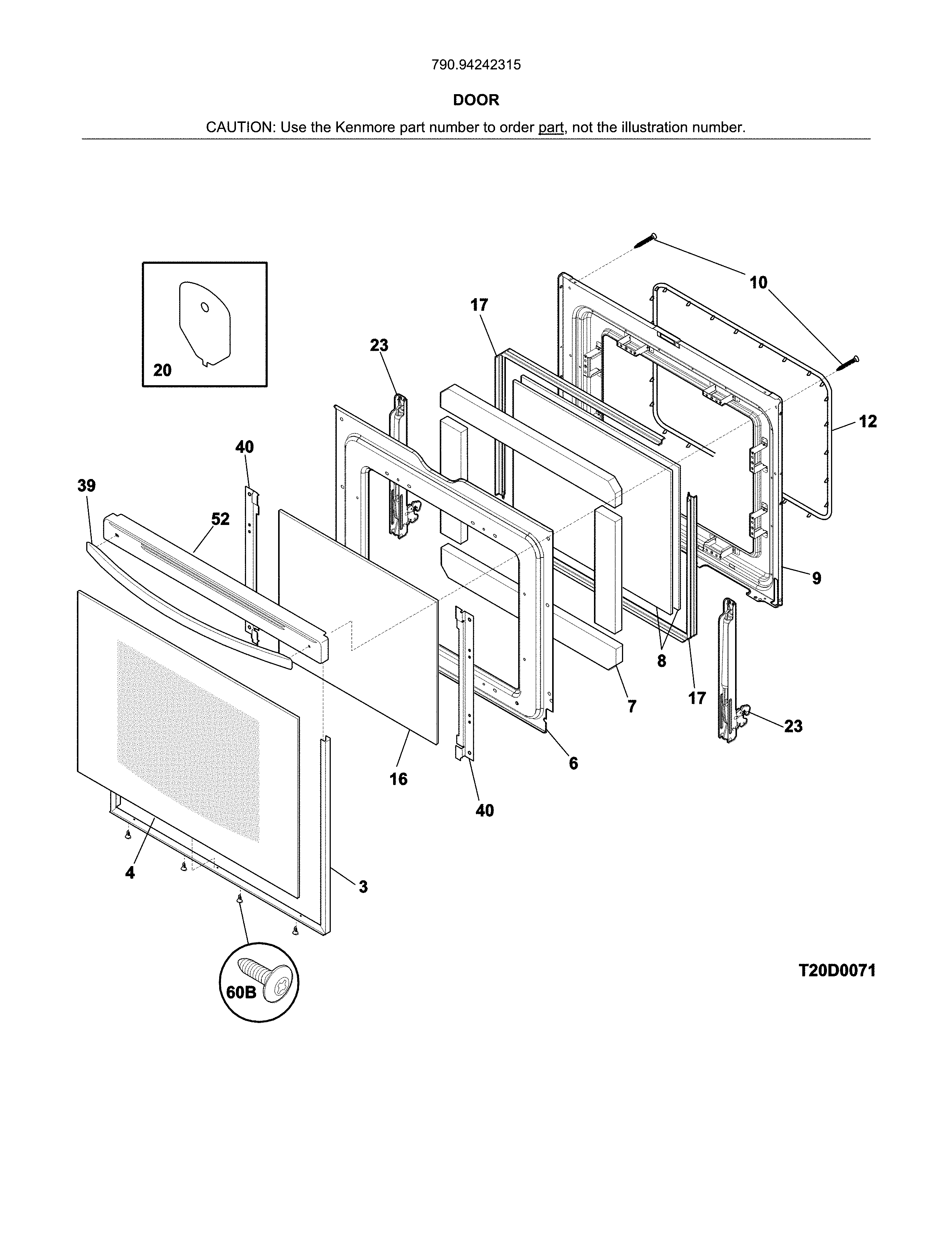 Kenmore 79094242315 door diagram