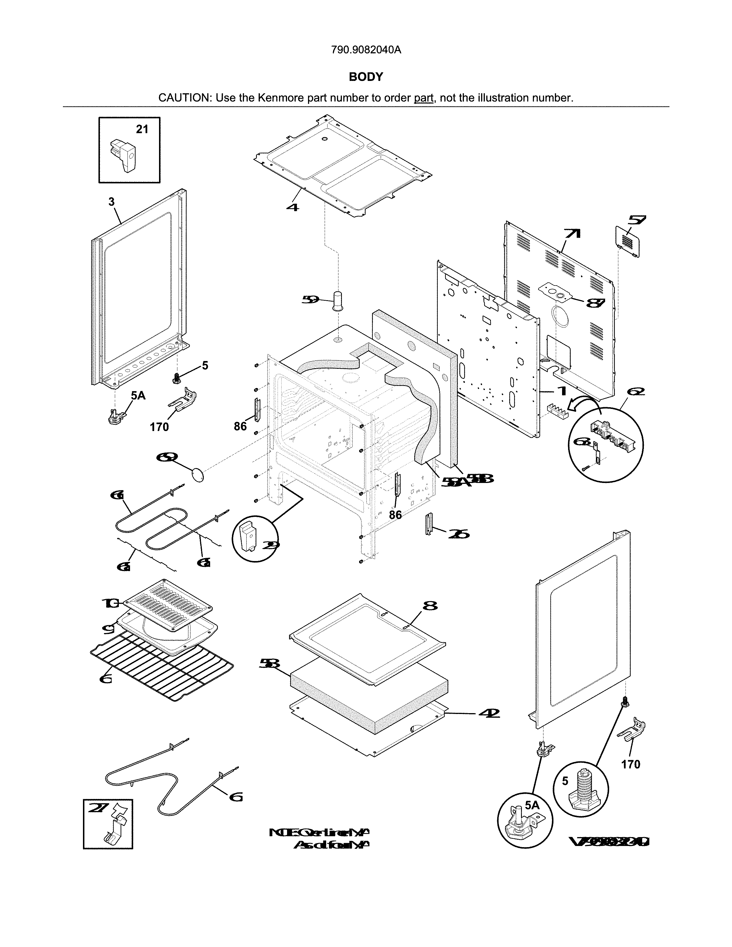 Kenmore 7909082040A body diagram