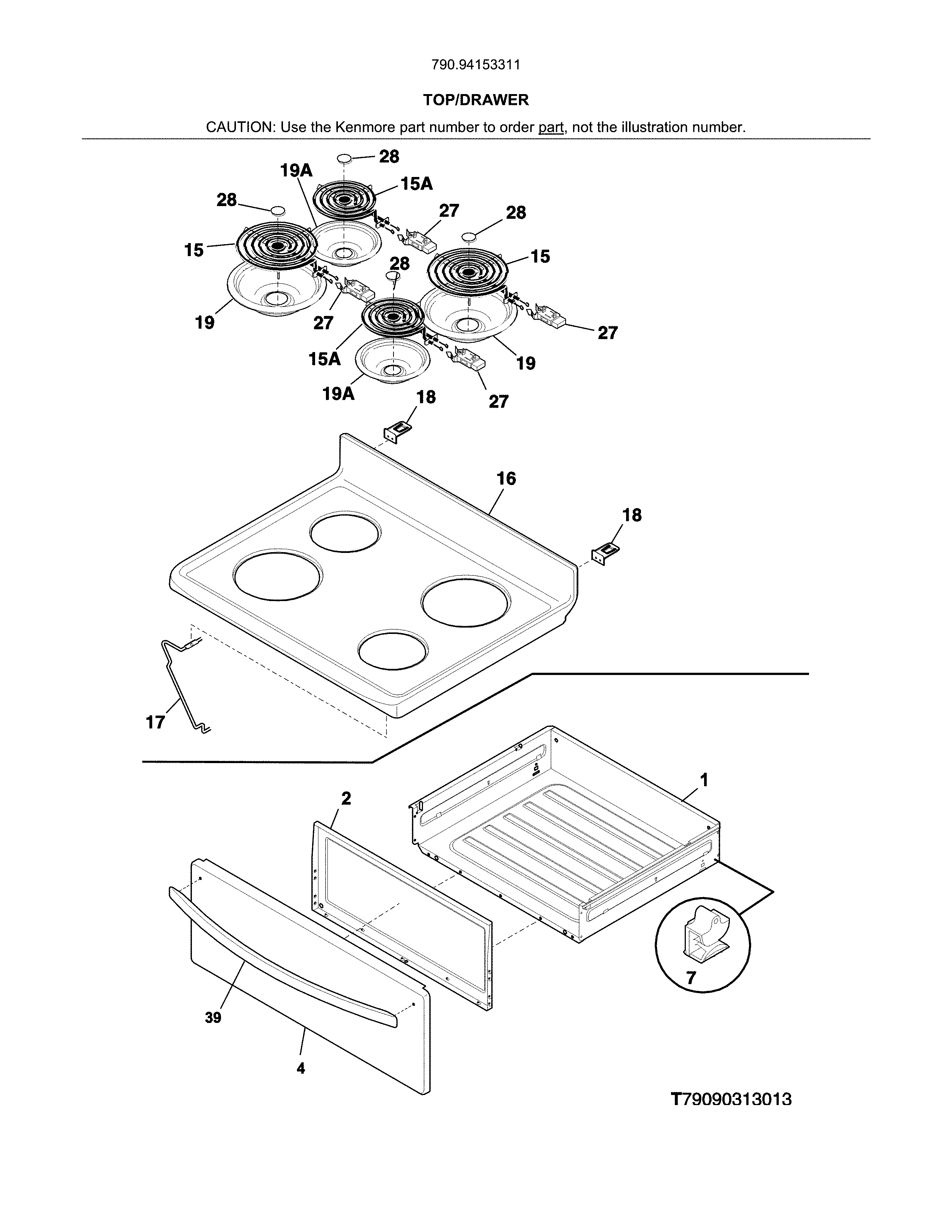 Kenmore 79094153311 top/drawer diagram