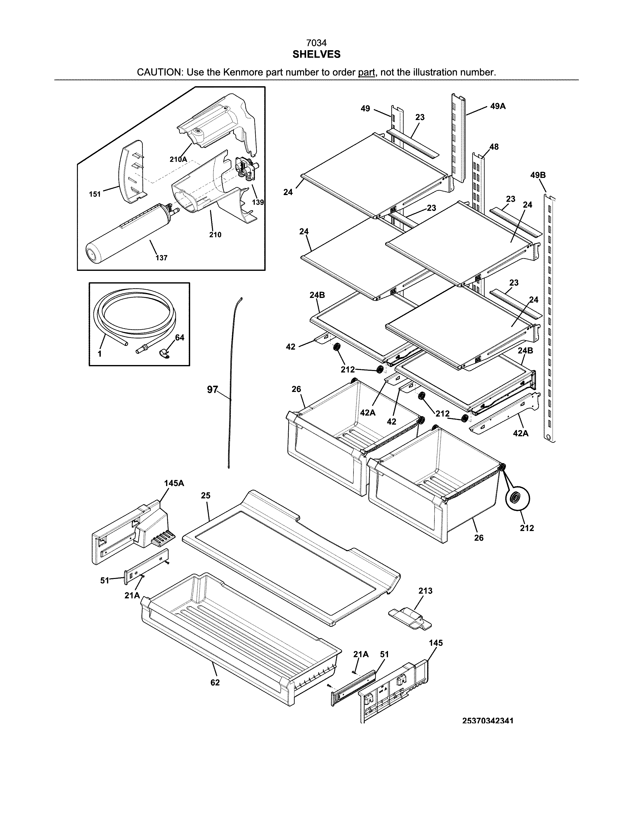 Kenmore 2537034341F shelves diagram