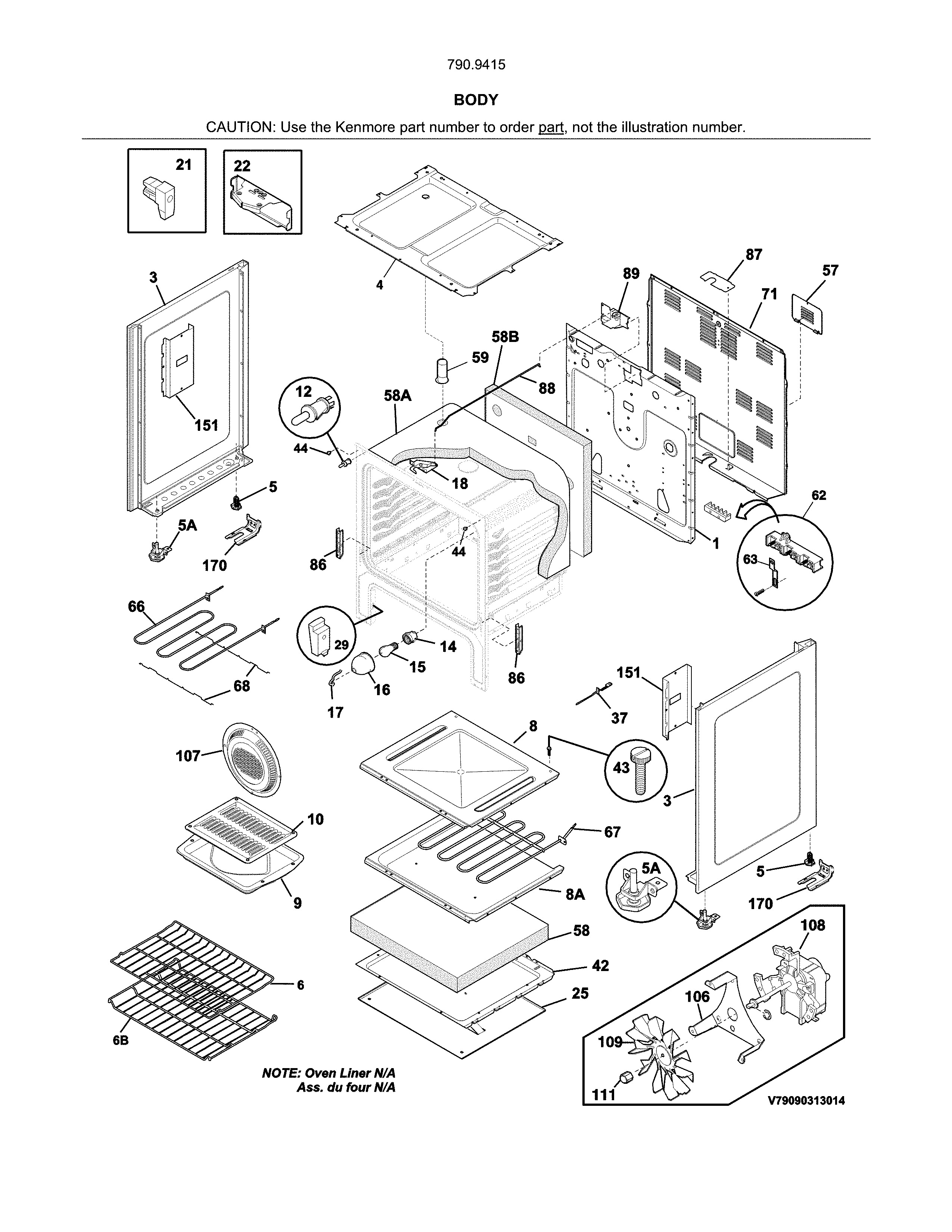 Kenmore 79094152311 body diagram