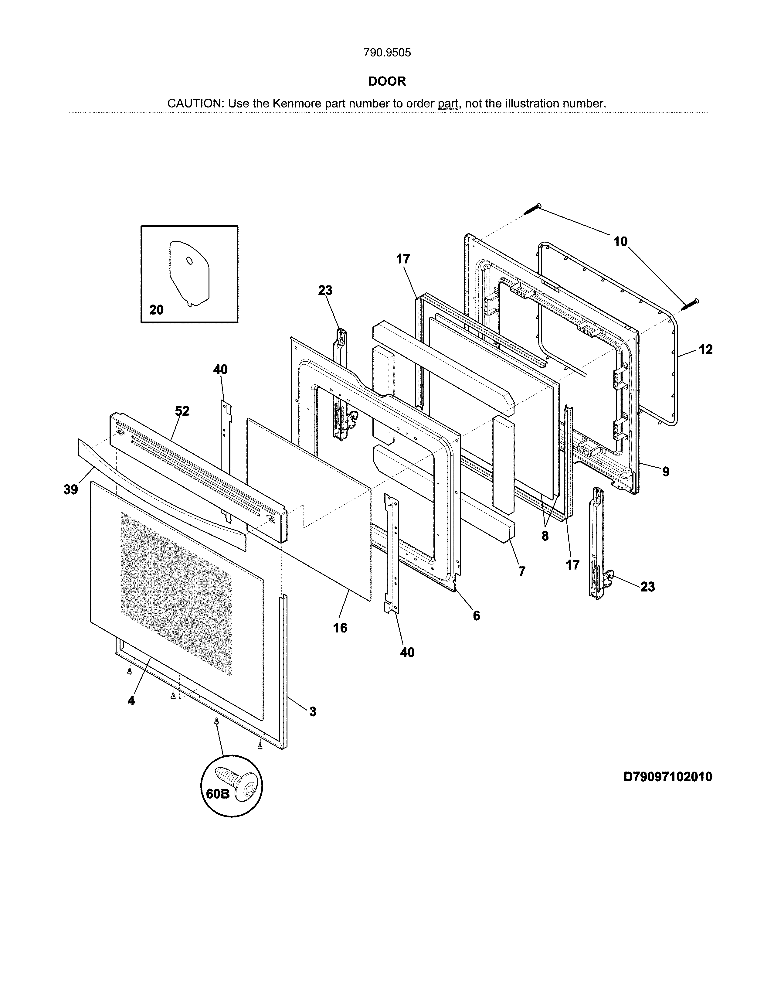 Kenmore 79095059313 door diagram