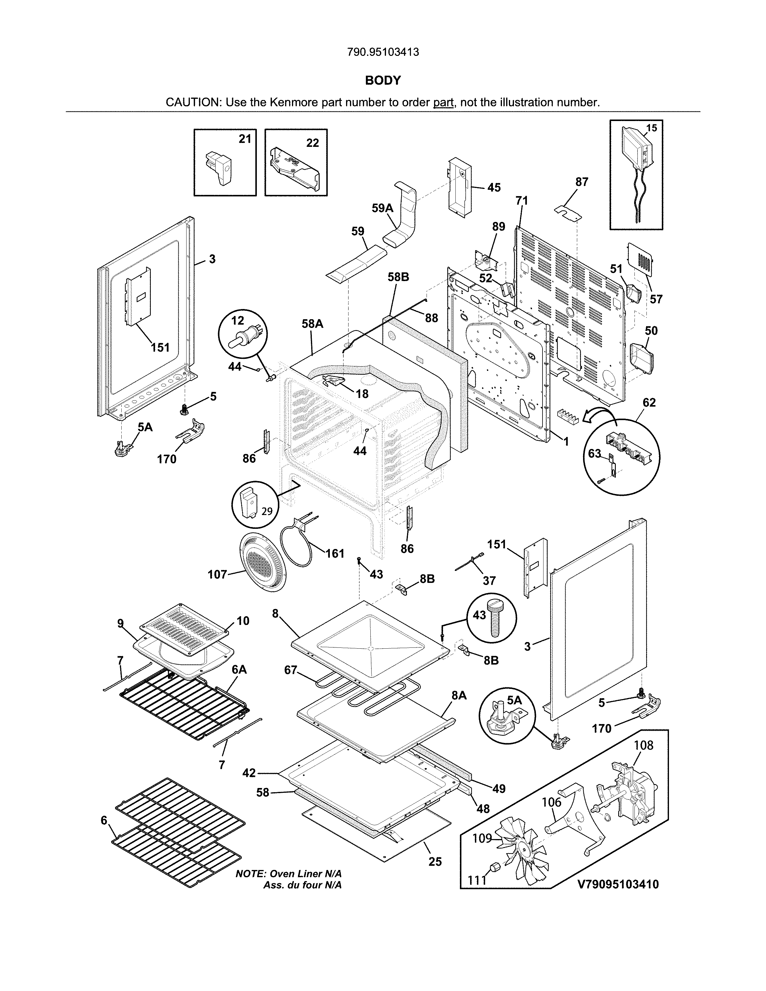 Kenmore 79095103413 body diagram