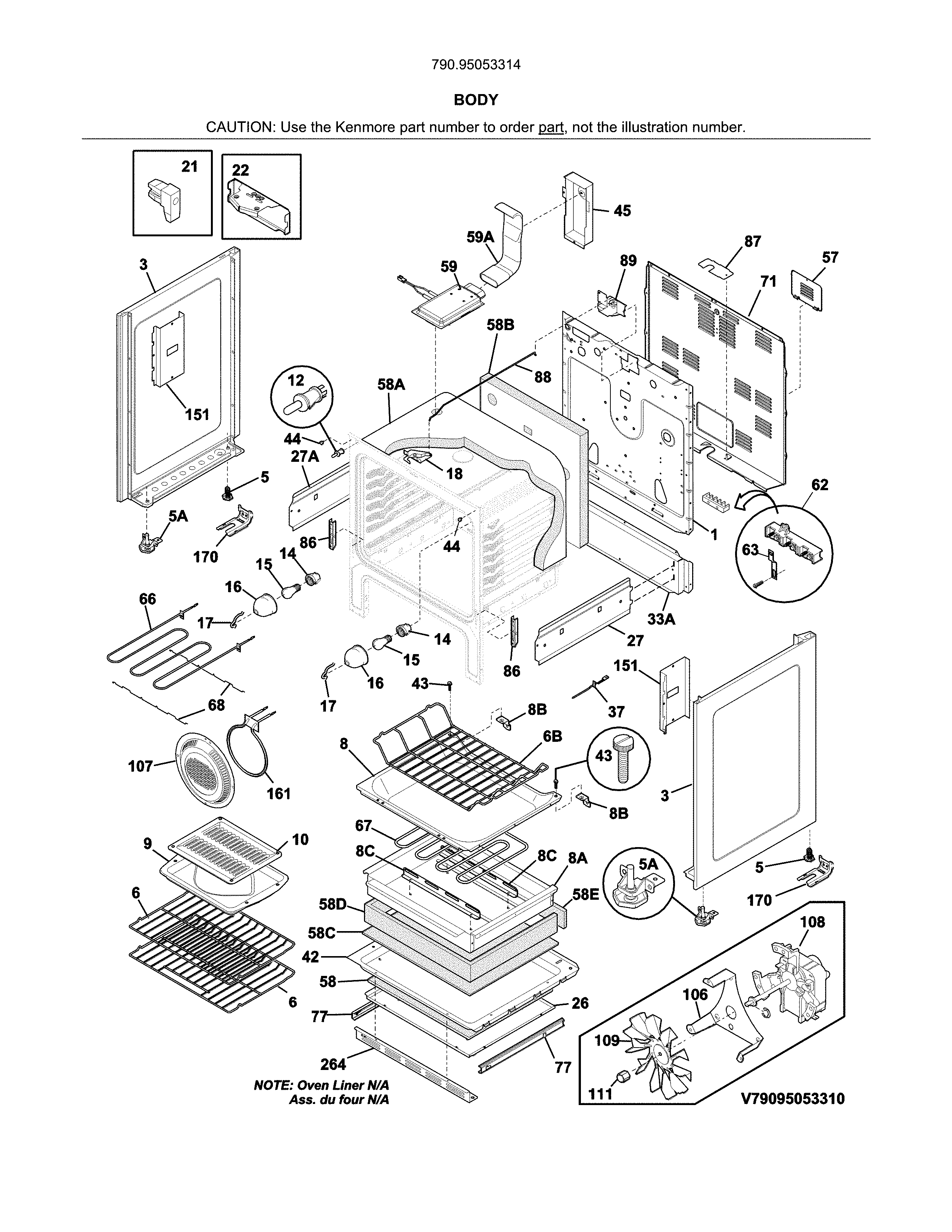 Kenmore 79095053314 body diagram