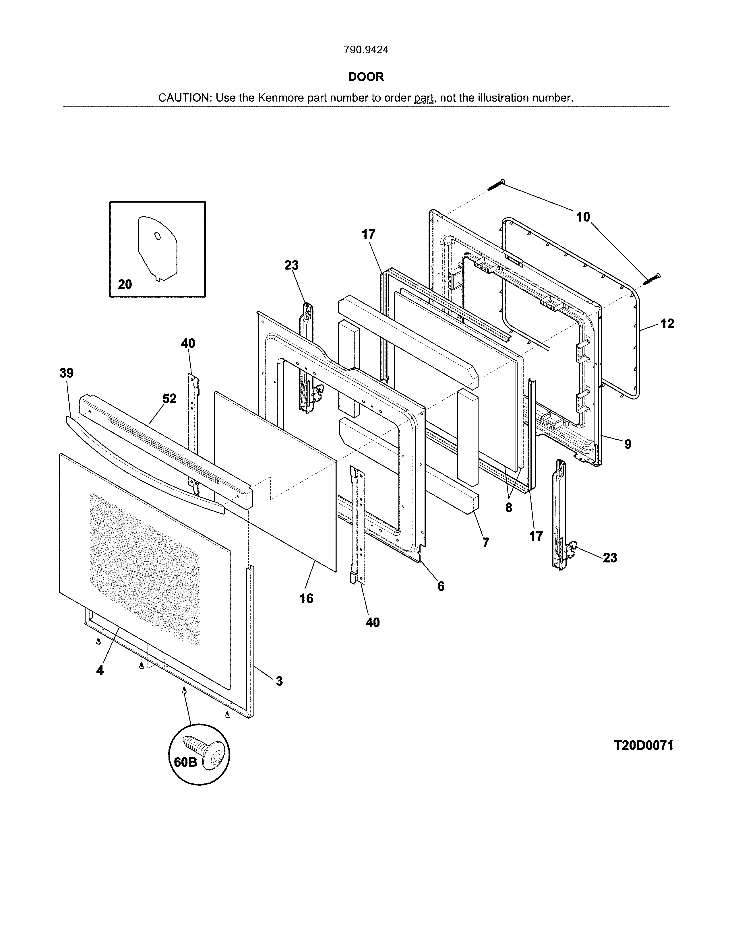 Kenmore 79094249314 door diagram
