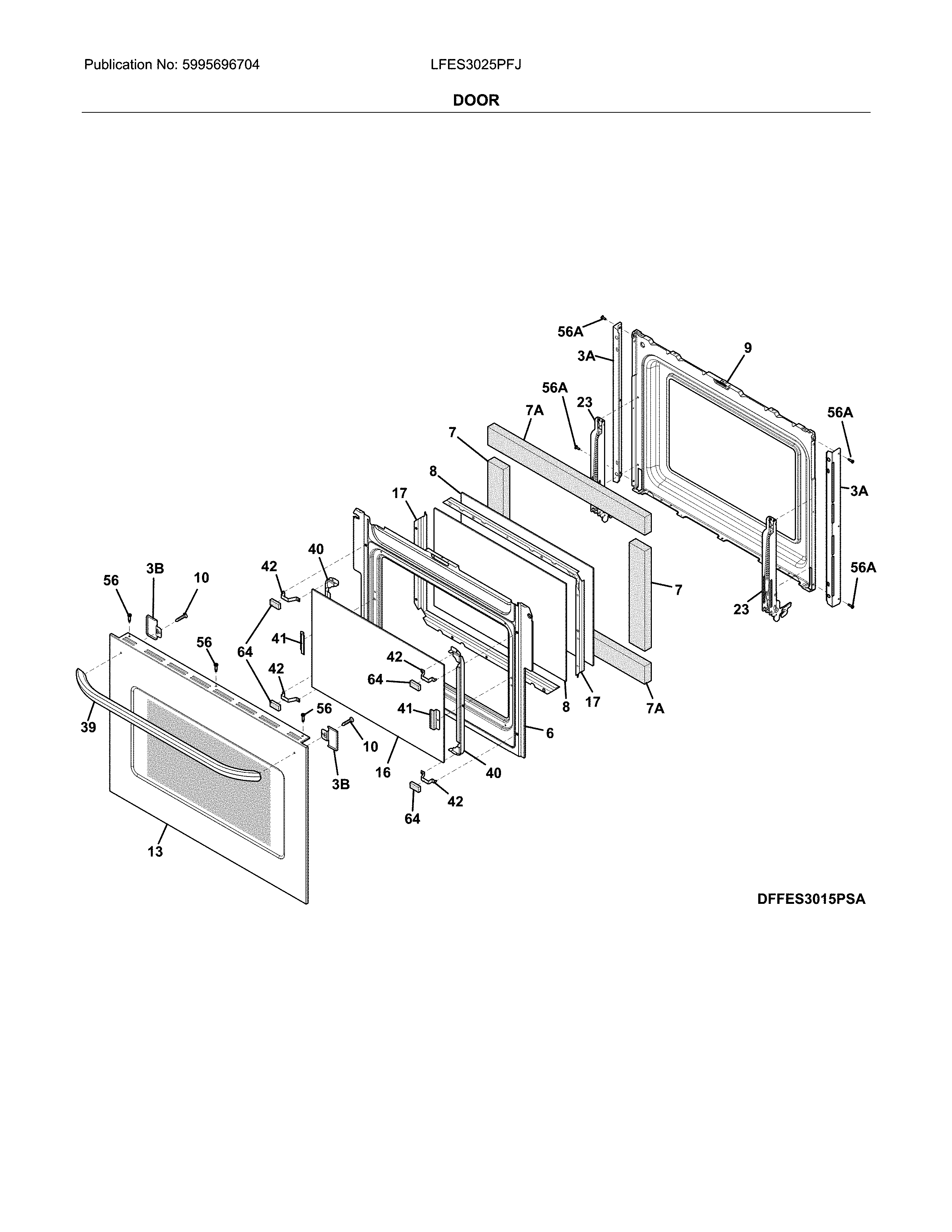 Frigidaire LFES3025PFJ door diagram
