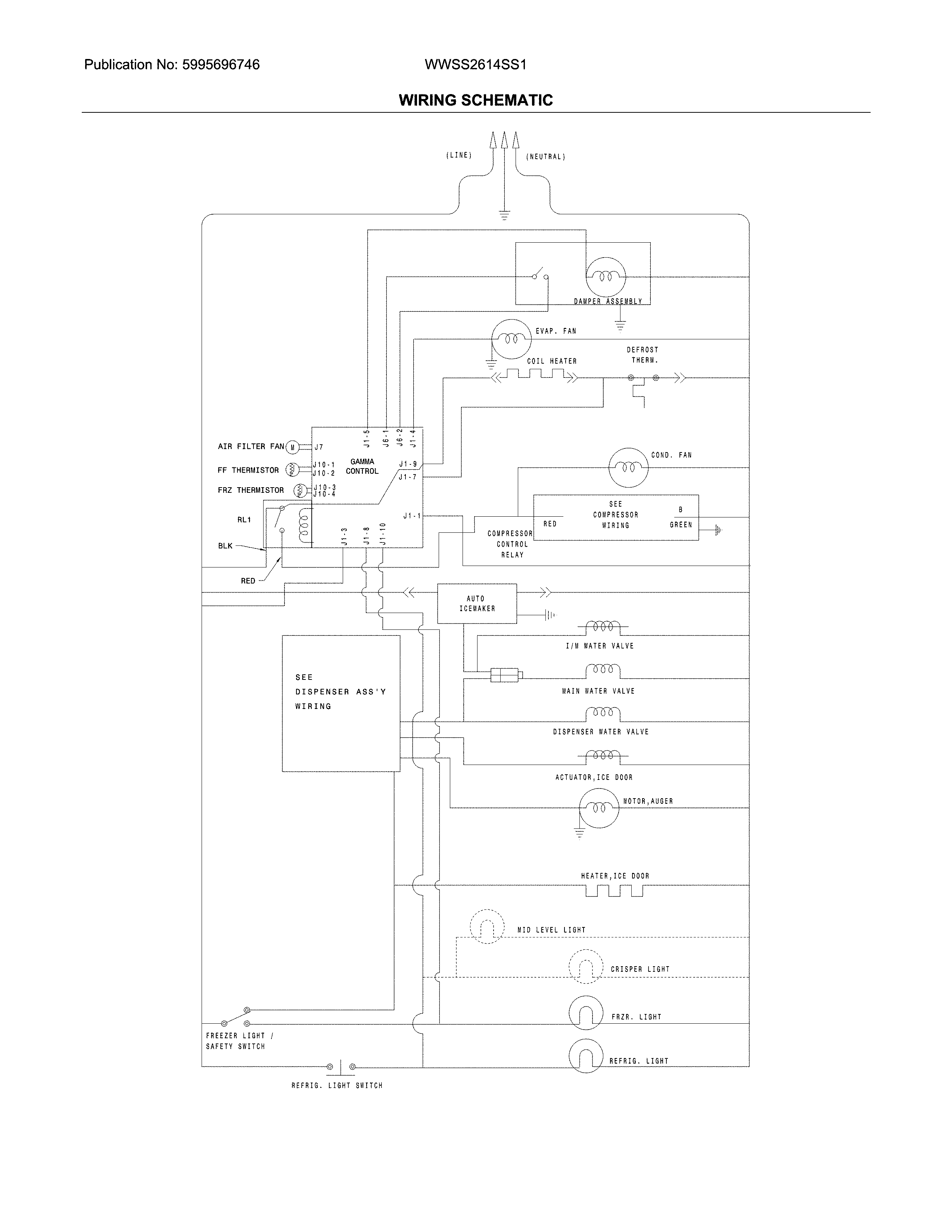 White-Westinghouse WWSS2614SS1 wiring schematic diagram