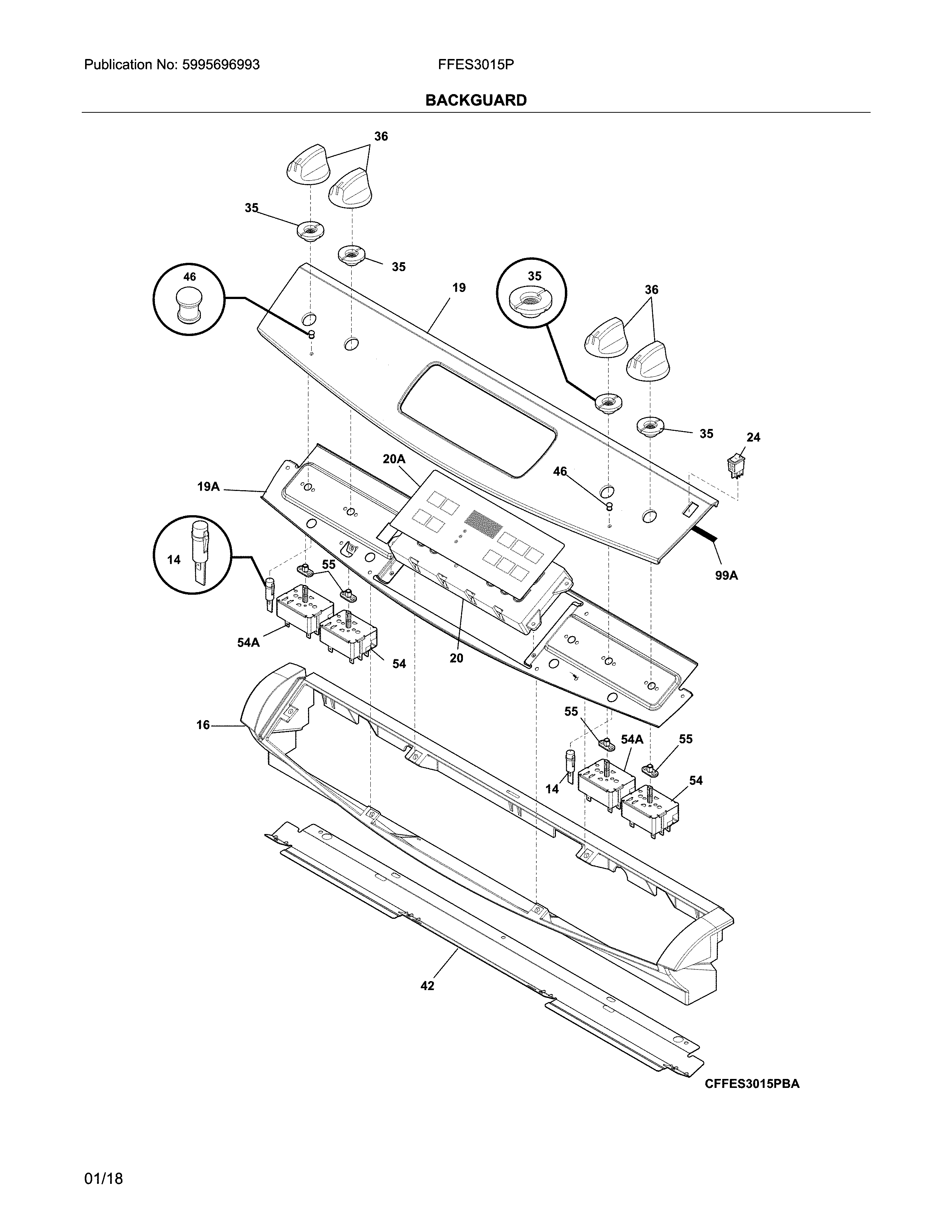 Frigidaire FFES3015PSH backguard diagram