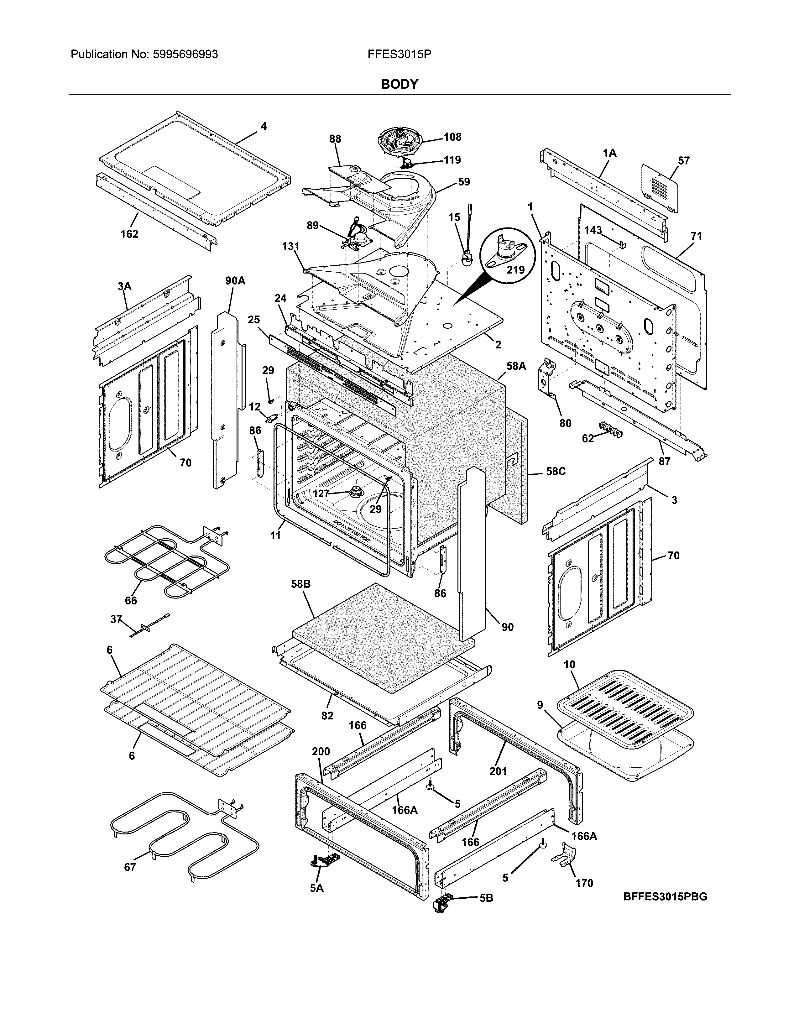 Frigidaire FFES3015PSH body diagram