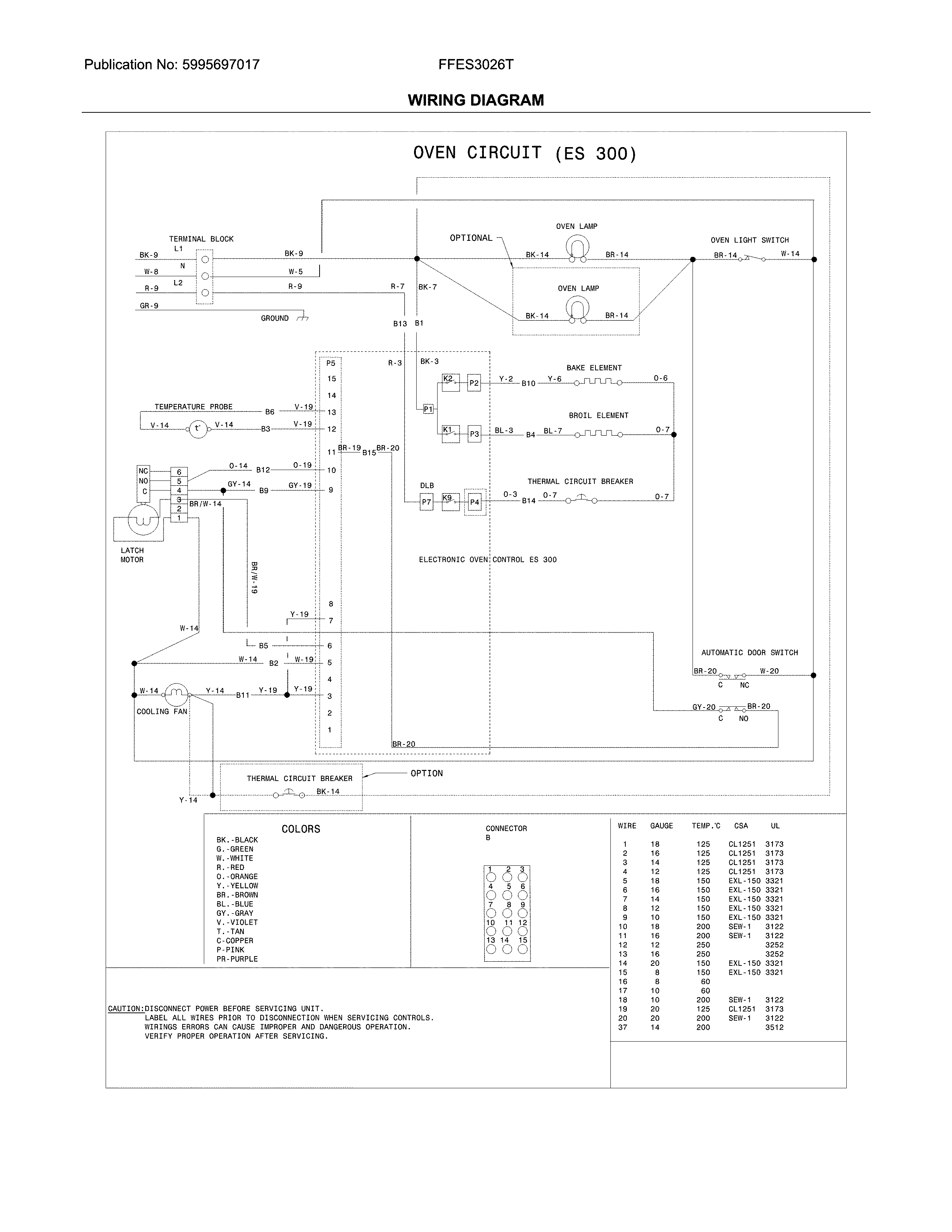 Frigidaire FFES3026TBC wiring diagram diagram