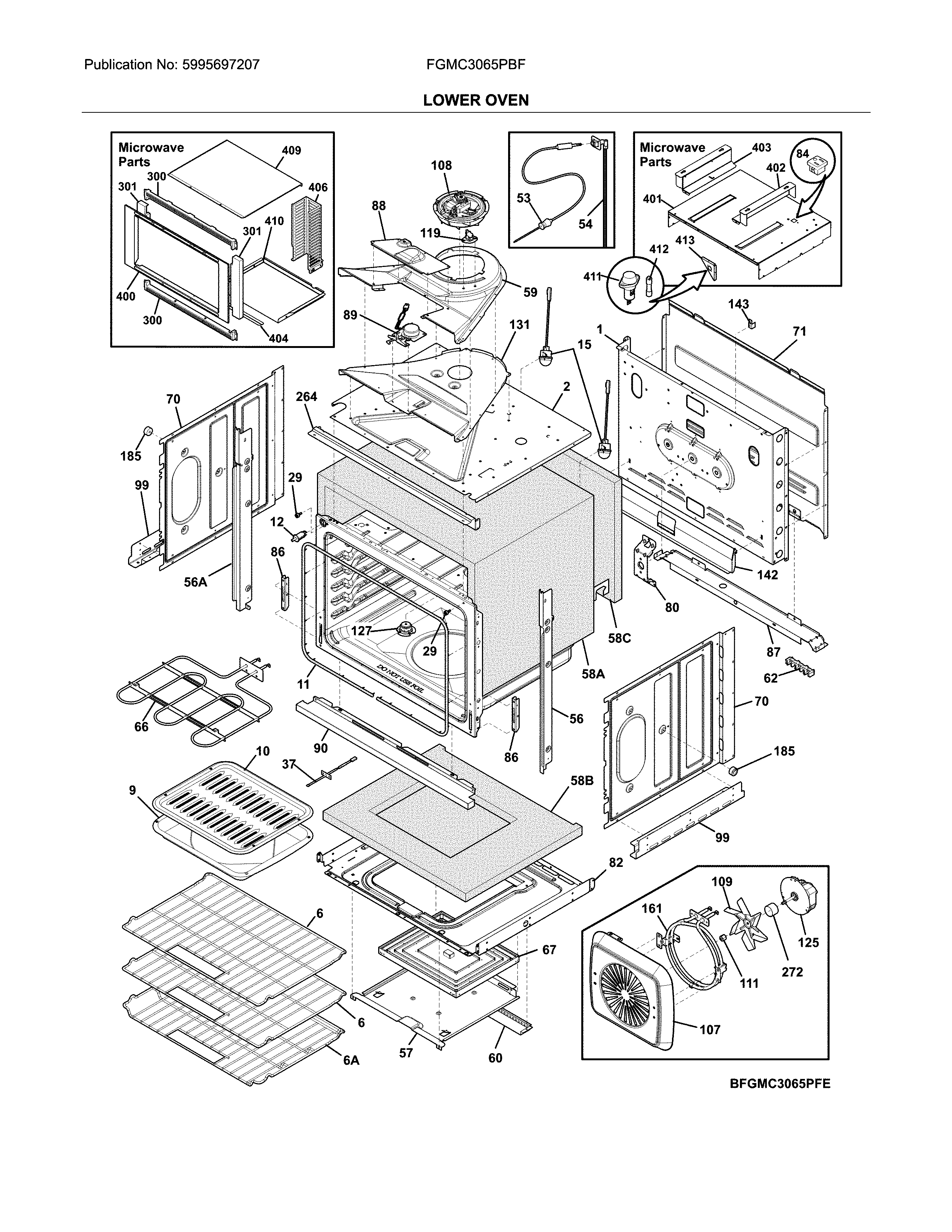 Frigidaire FGMC3065PBF lower oven diagram