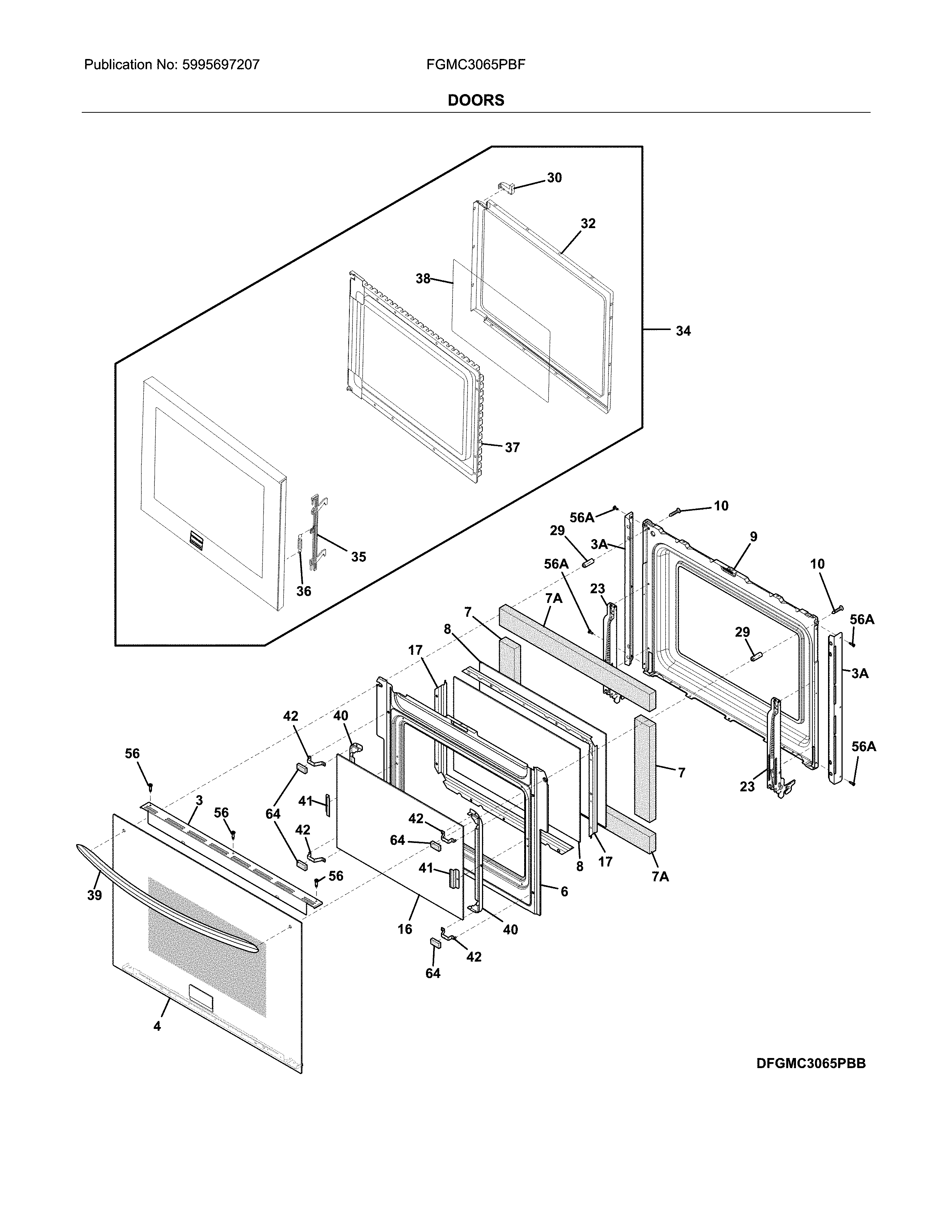 Frigidaire FGMC3065PBF doors diagram