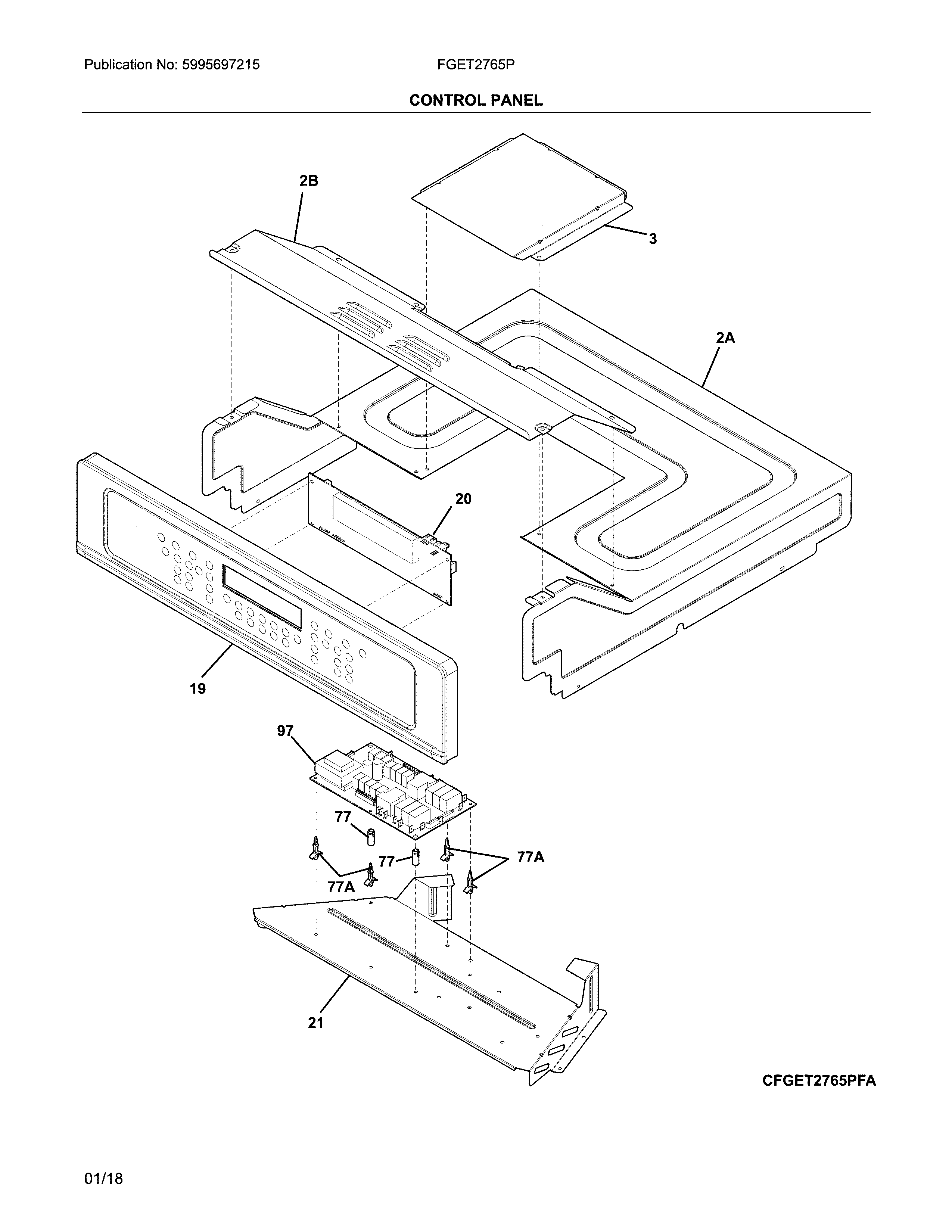 Frigidaire FGET2765PBE control panel diagram