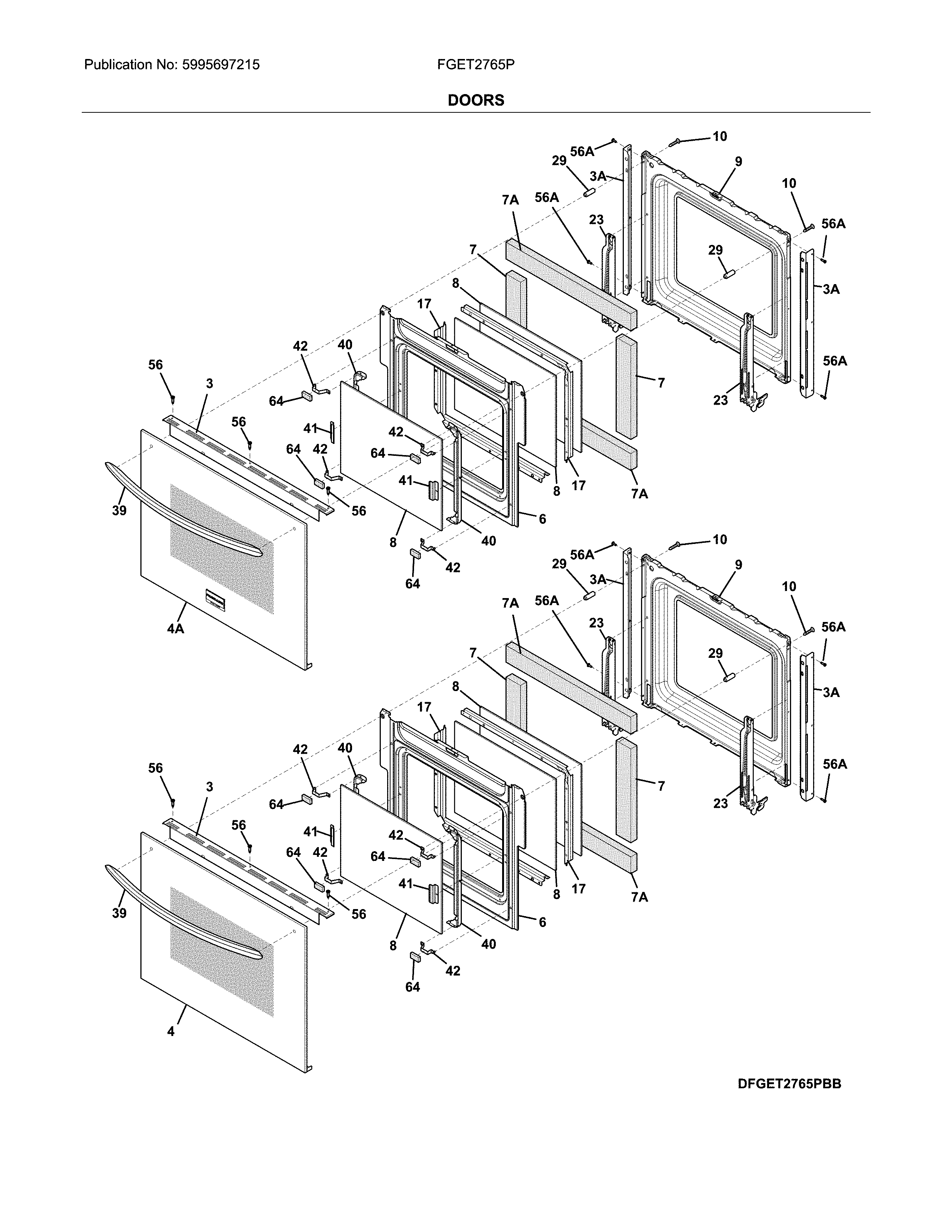 Frigidaire FGET2765PBE doors diagram