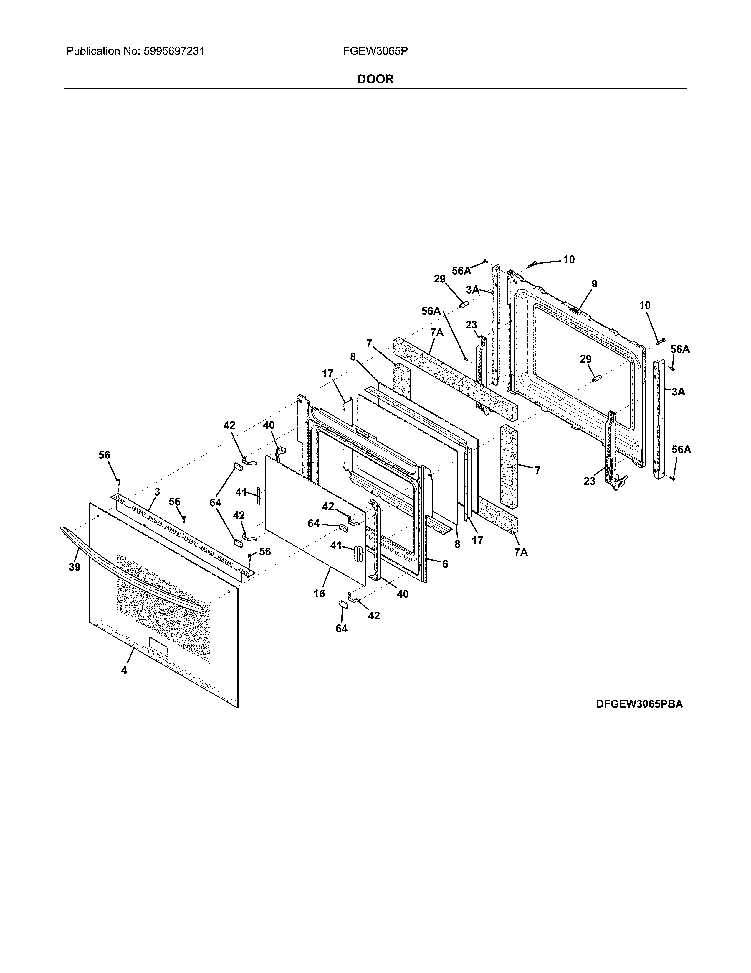Frigidaire FGEW3065PBE door diagram