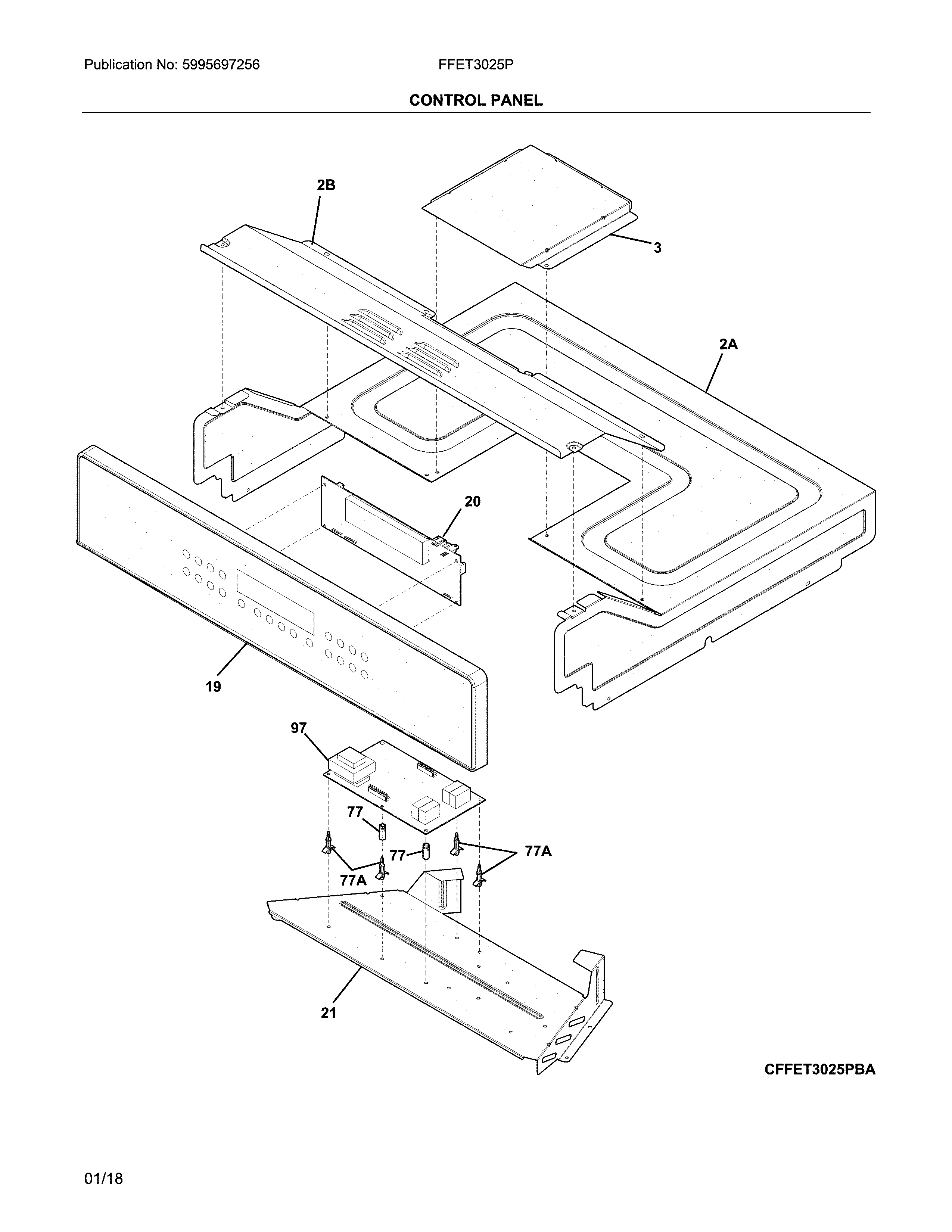 Frigidaire FFET3025PWE control panel diagram
