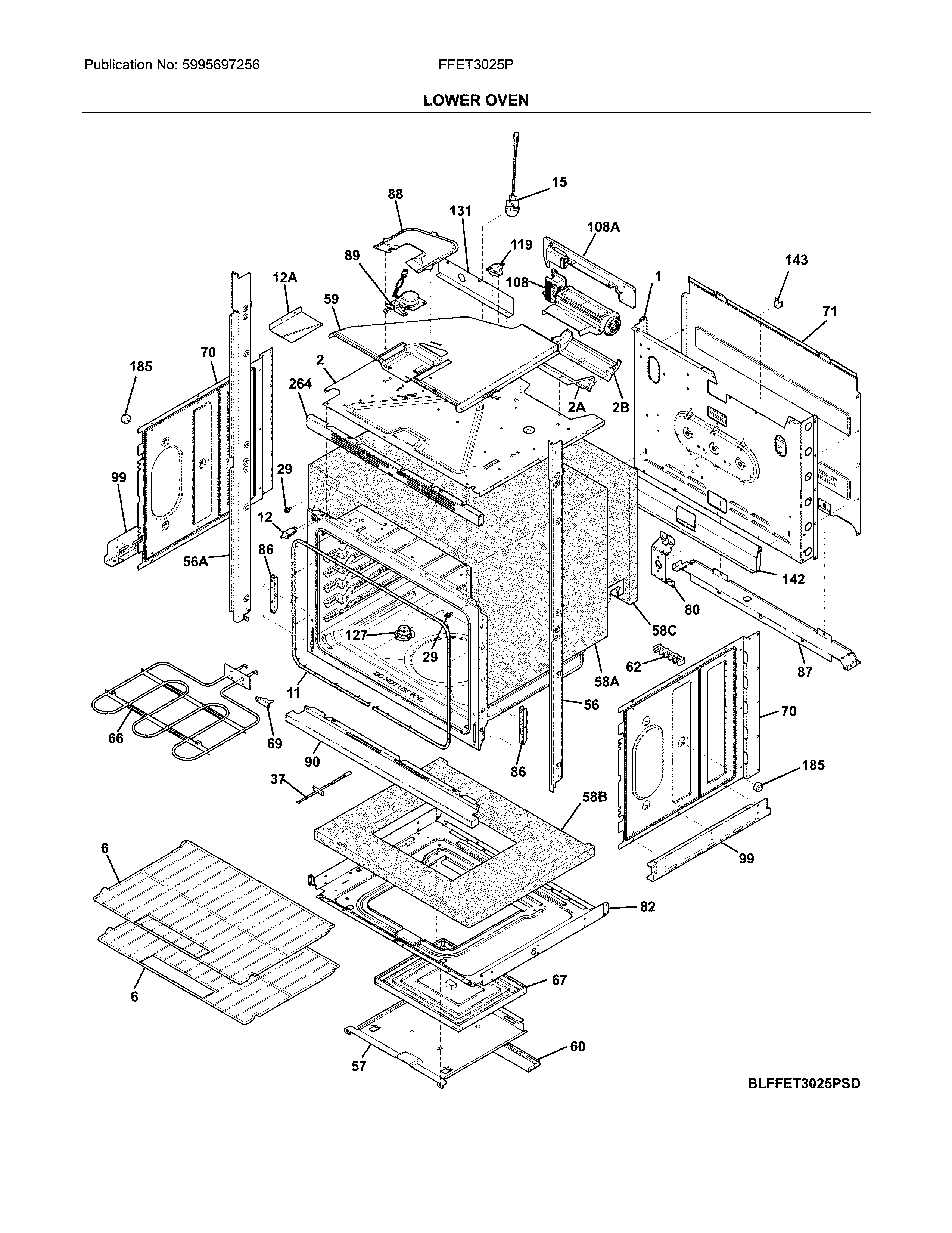 Frigidaire FFET3025PWE lower oven diagram