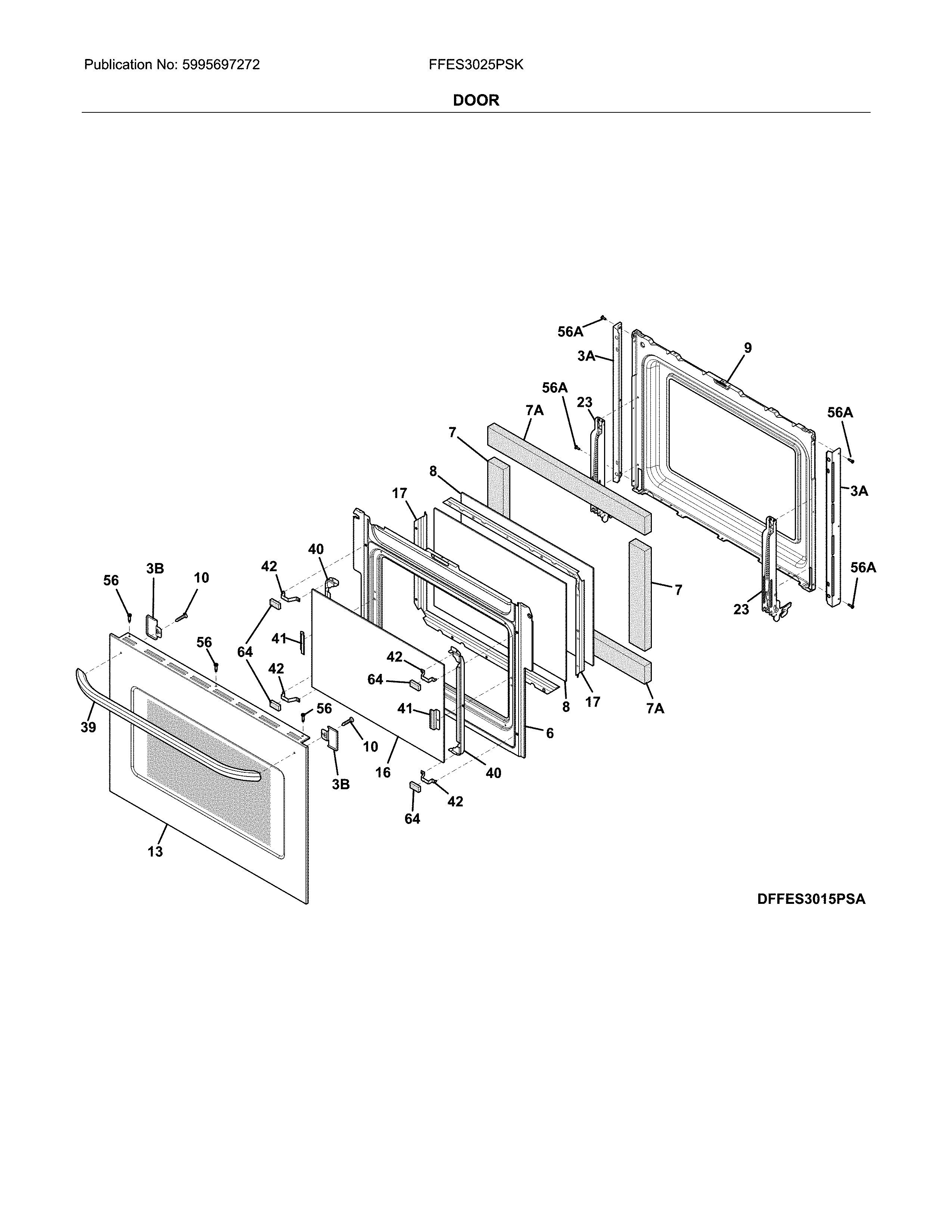Frigidaire FFES3025PSK door diagram