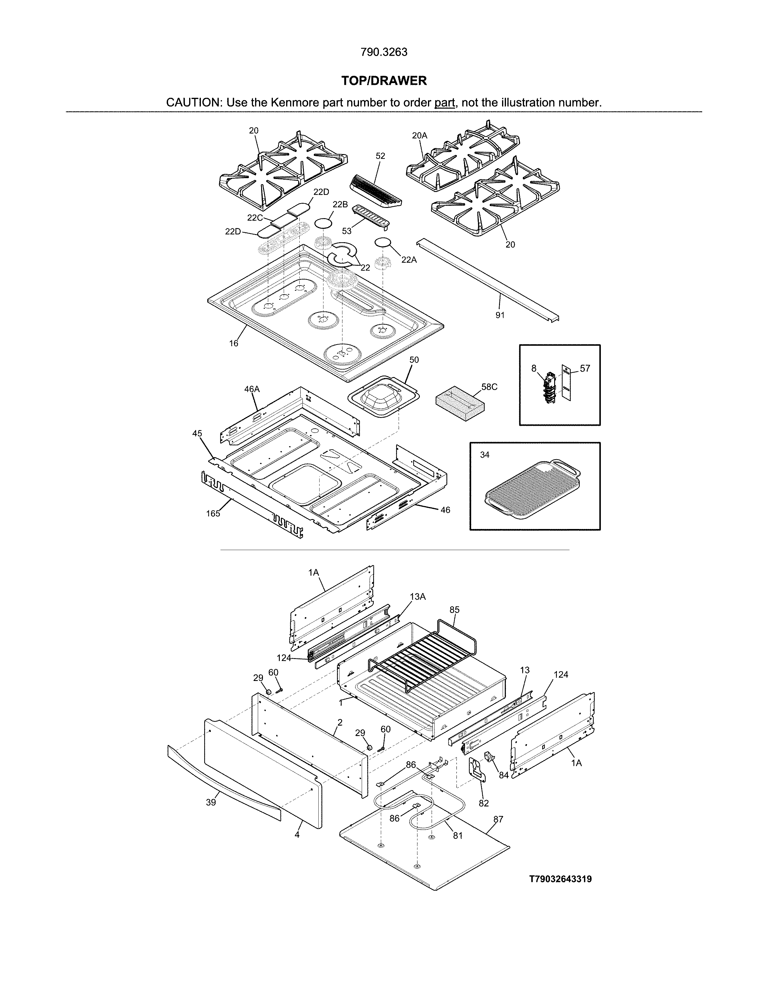 Kenmore Elite 7903263931B top/drawer diagram