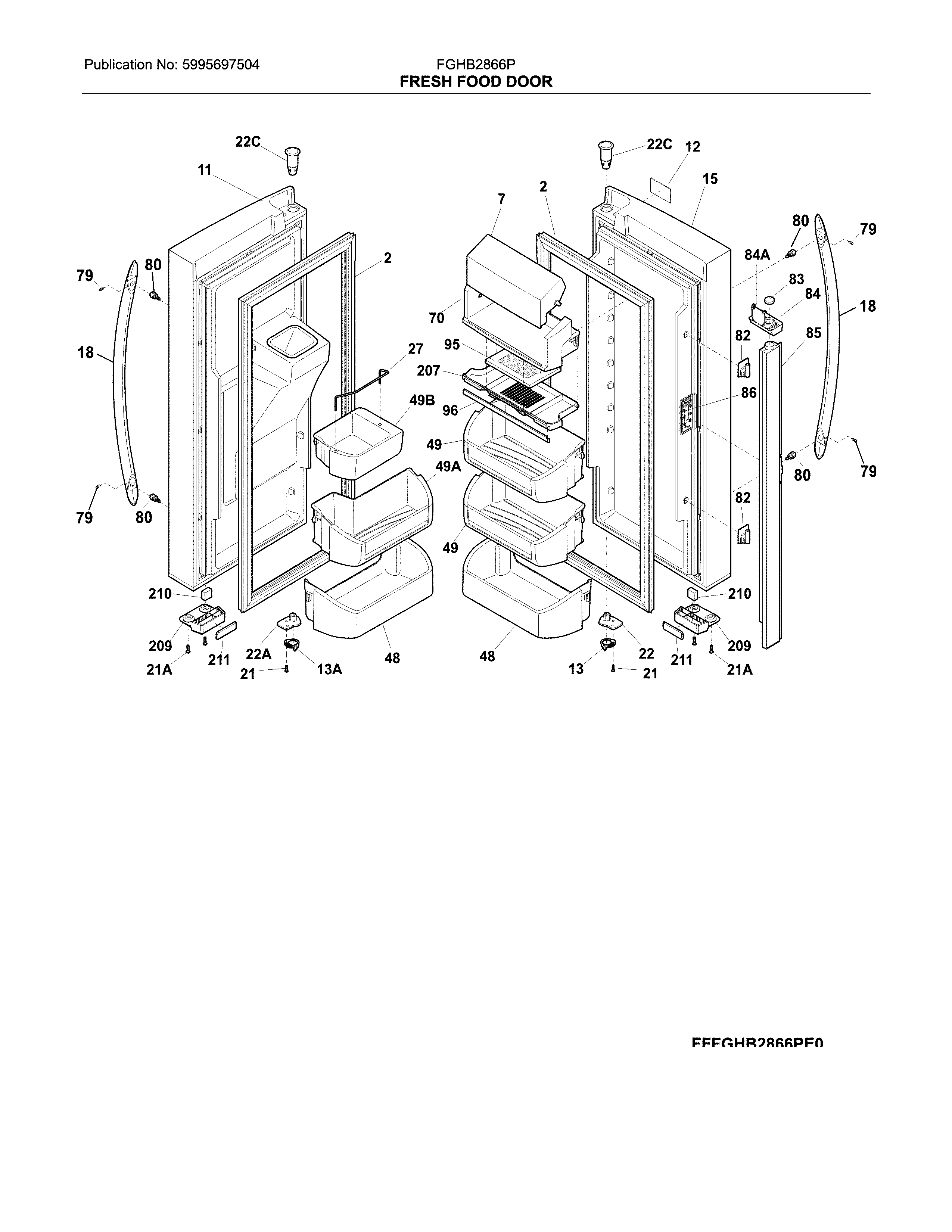 Frigidaire FGHB2866PP7A fresh food door diagram