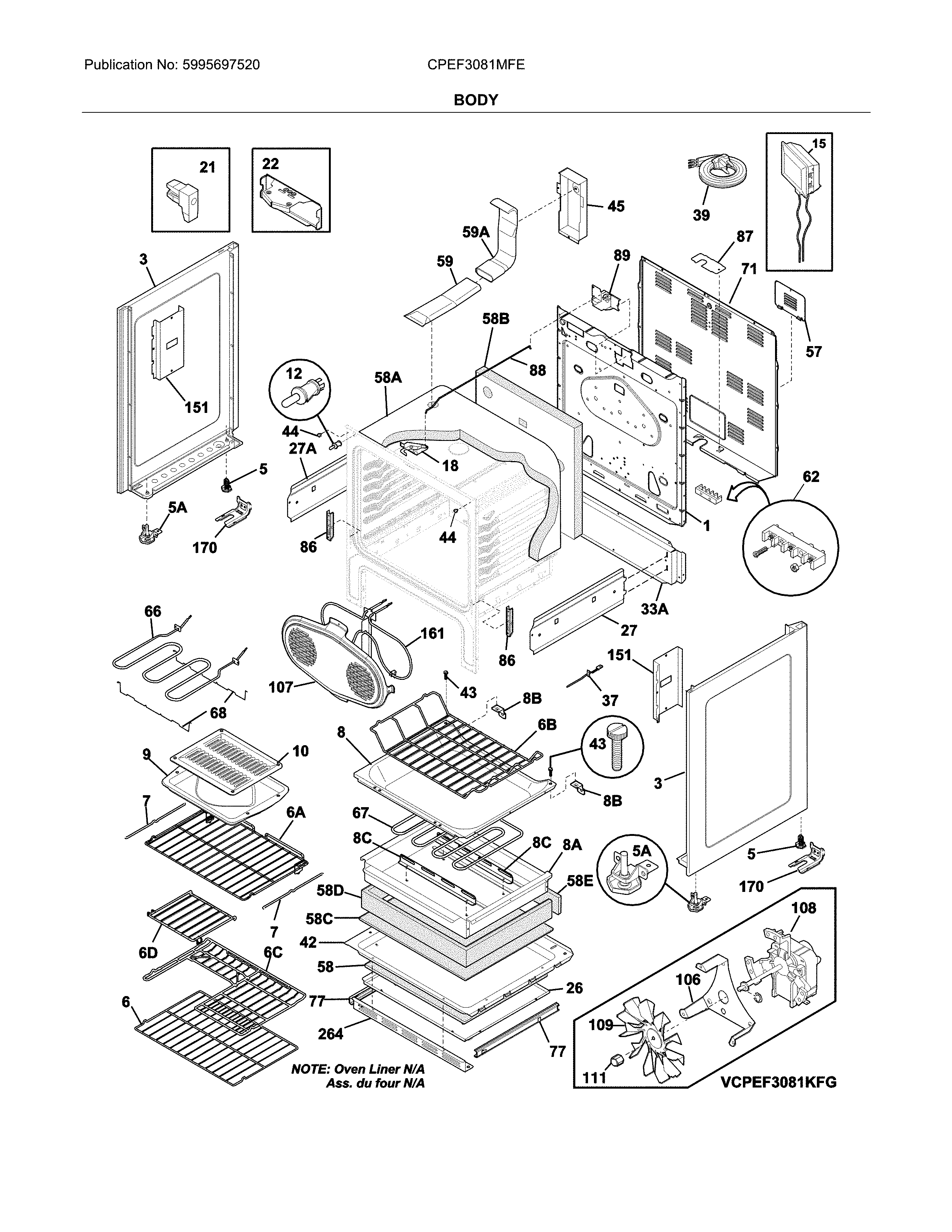 Frigidaire CPEF3081MFE body diagram