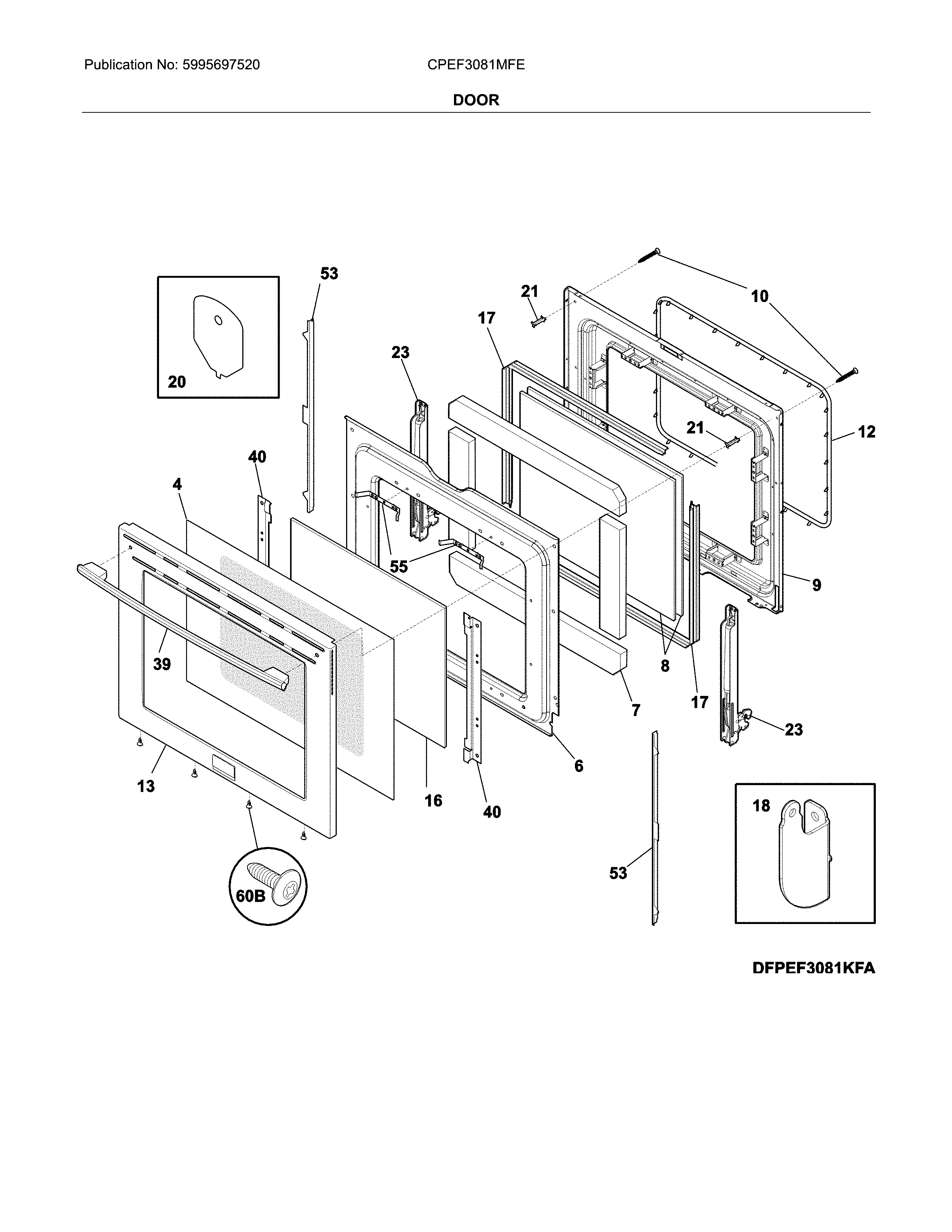 Frigidaire CPEF3081MFE door diagram