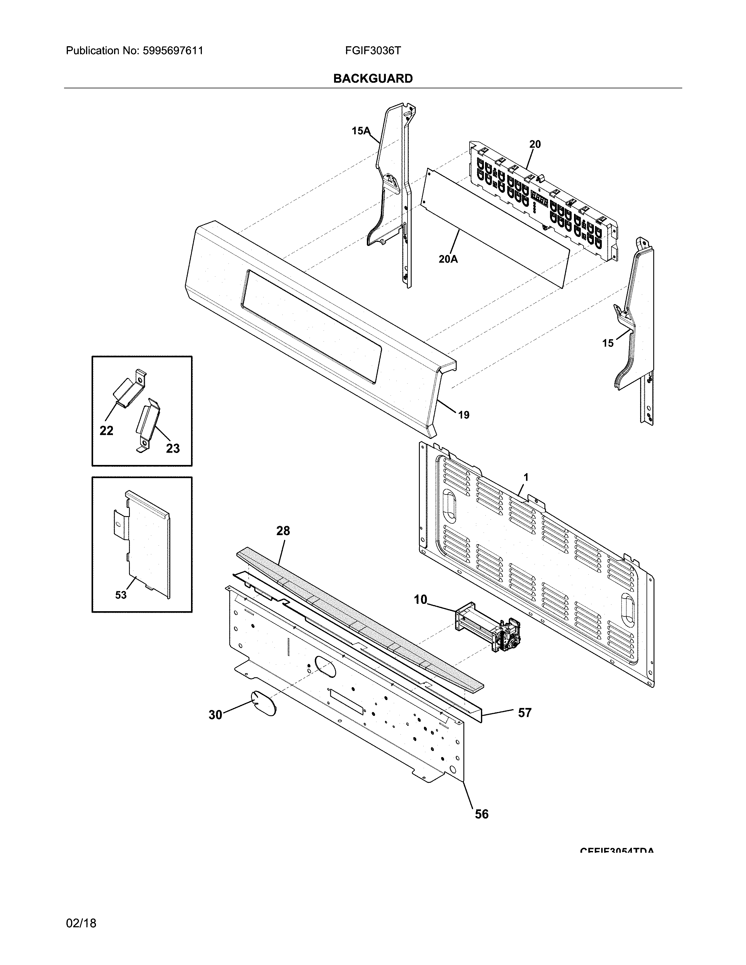Frigidaire FGIF3036TDA backguard diagram