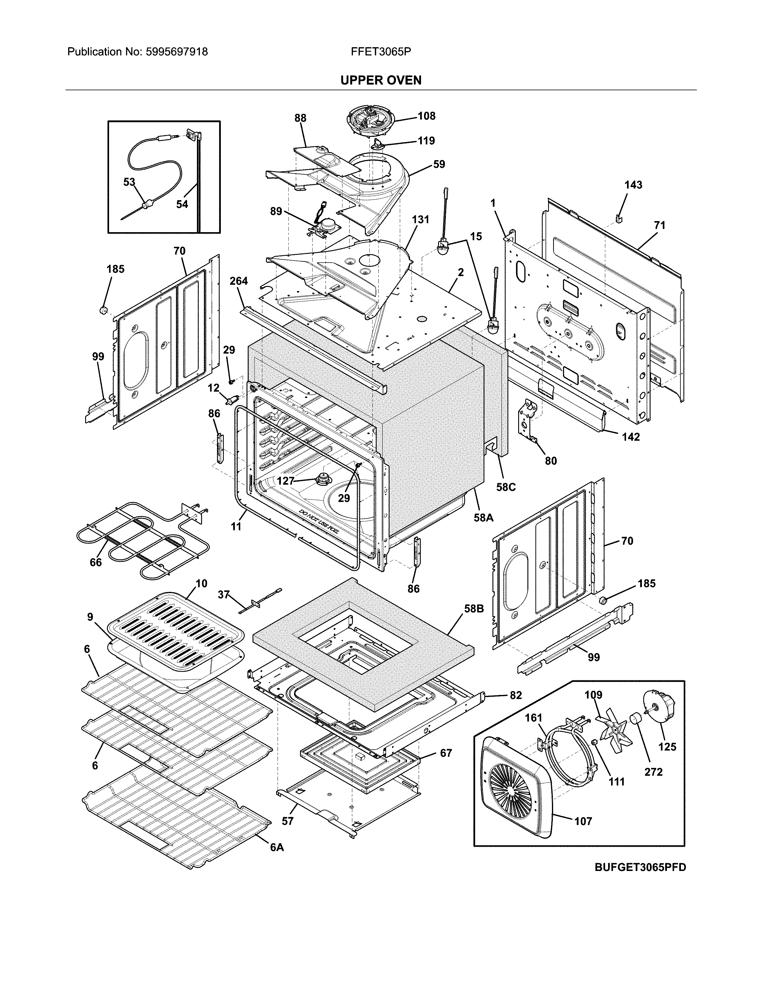 Frigidaire FGET3065PBE upper oven diagram