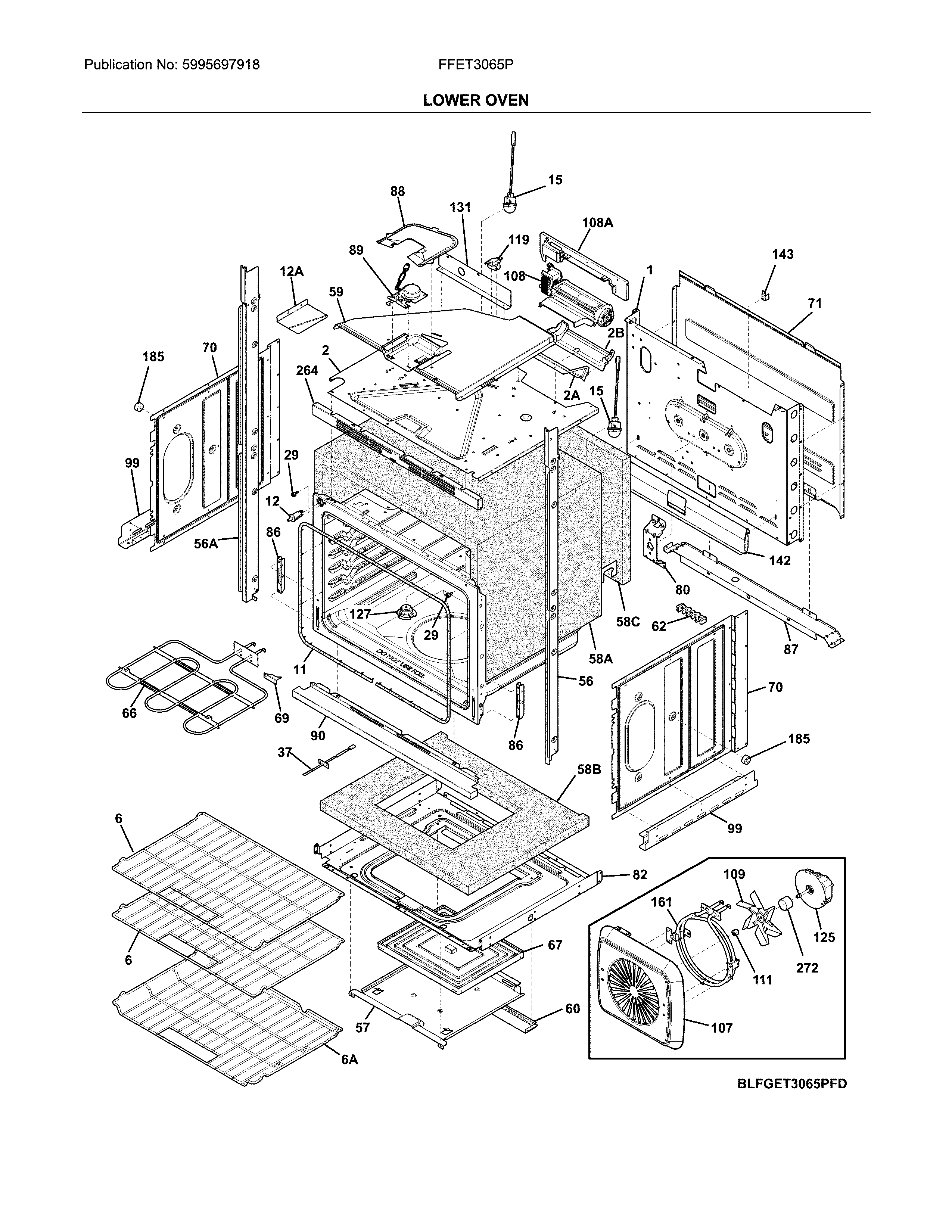 Frigidaire FGET3065PBE lower oven diagram