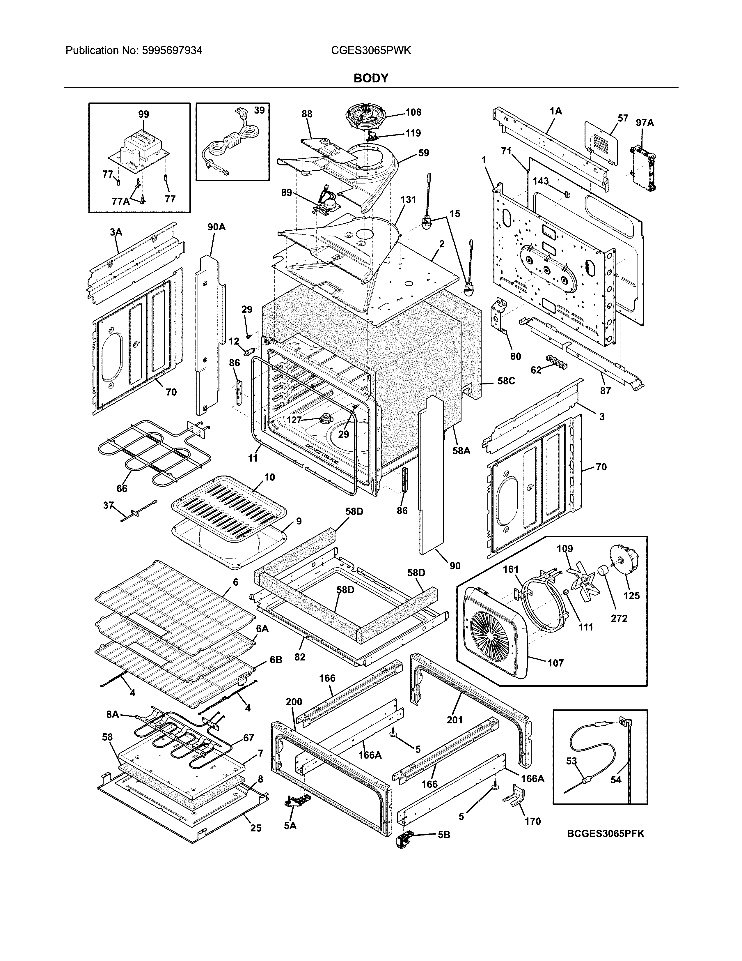 Frigidaire CGES3065PWK body diagram